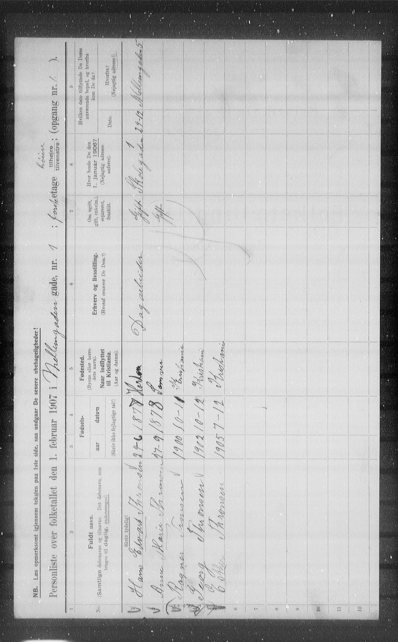 OBA, Municipal Census 1907 for Kristiania, 1907, p. 33209