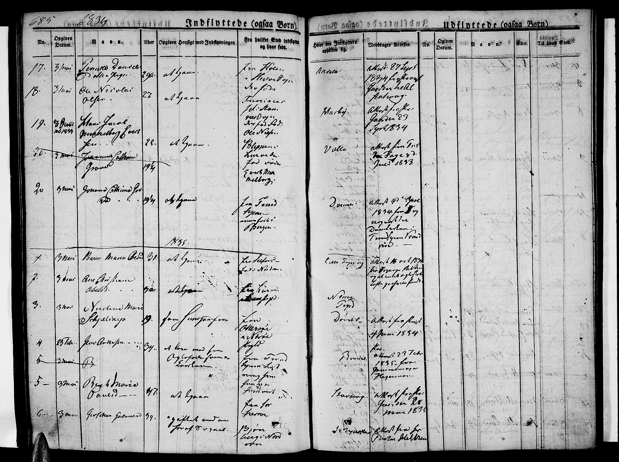 Ministerialprotokoller, klokkerbøker og fødselsregistre - Nordland, SAT/A-1459/838/L0548: Parish register (official) no. 838A06, 1829-1839, p. 685-686