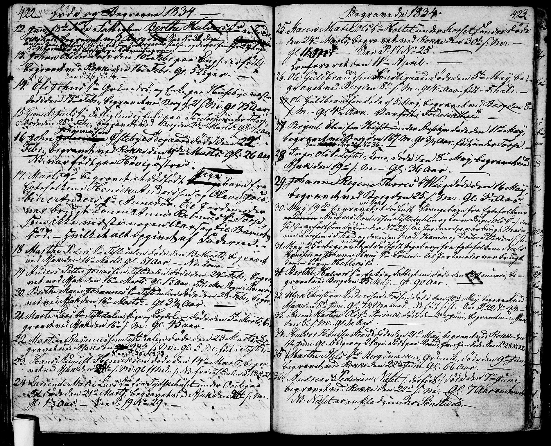 Berg prestekontor Kirkebøker, AV/SAO-A-10902/G/Ga/L0002: Parish register (copy) no. I 2, 1832-1844, p. 422-423