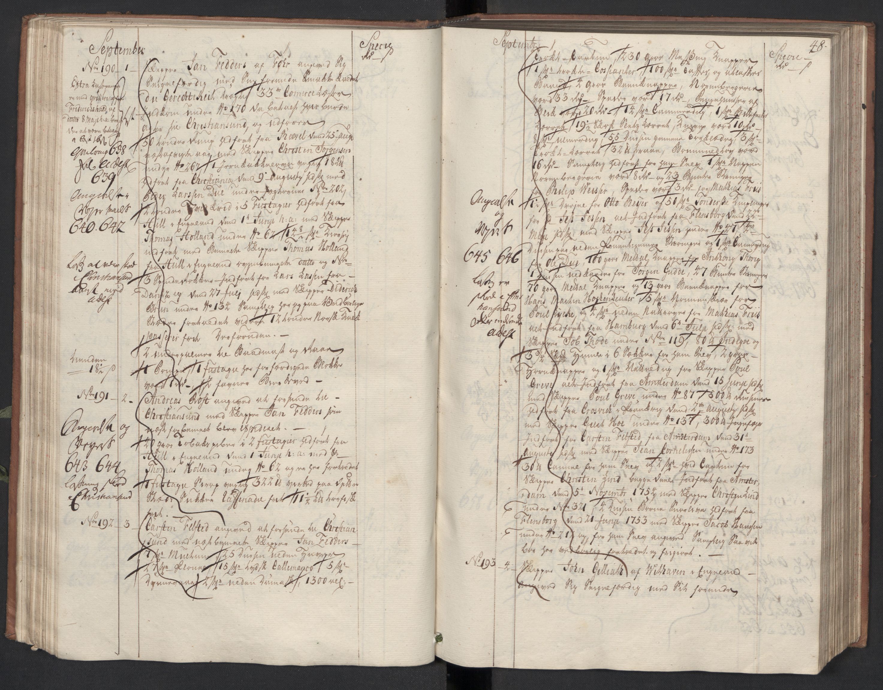 Generaltollkammeret, tollregnskaper, AV/RA-EA-5490/R33/L0048/0001: Tollregnskaper Trondheim A / Utgående hovedtollbok, 1756, p. 47b-48a
