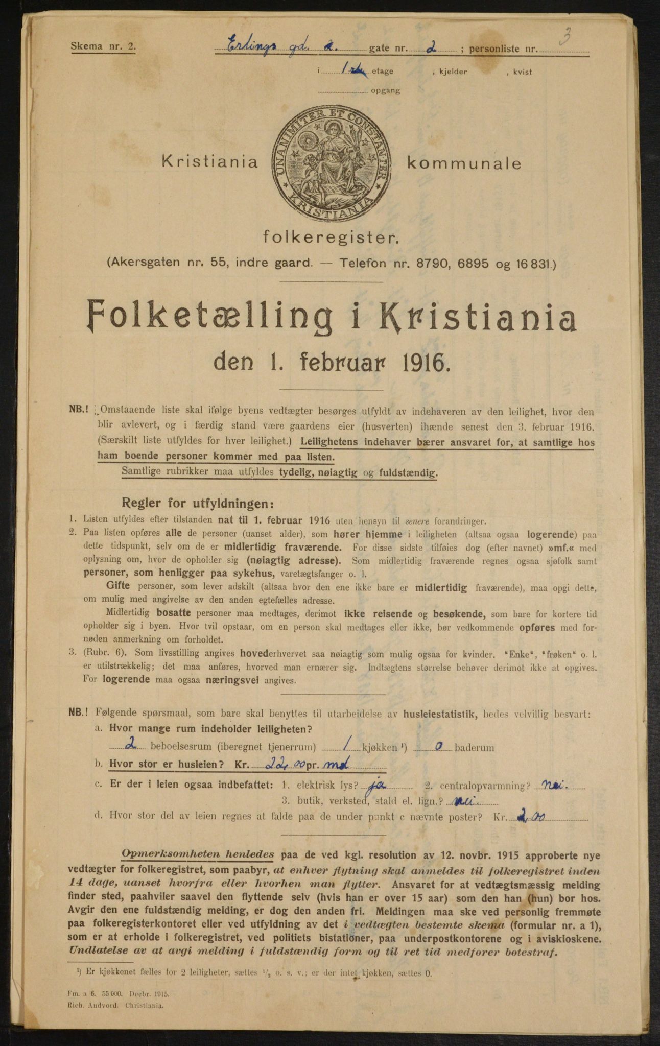 OBA, Municipal Census 1916 for Kristiania, 1916, p. 22365