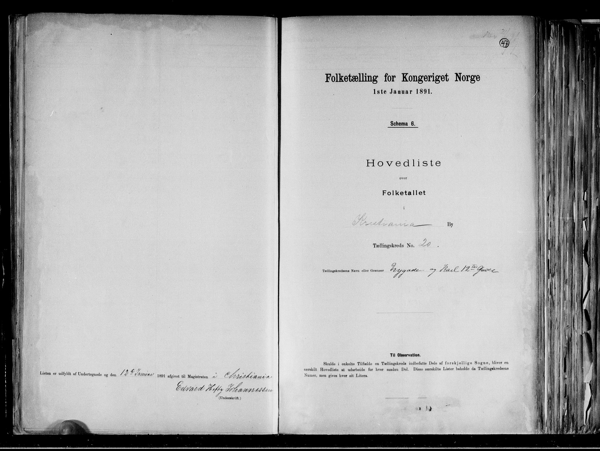 RA, 1891 census for 0301 Kristiania, 1891, p. 185