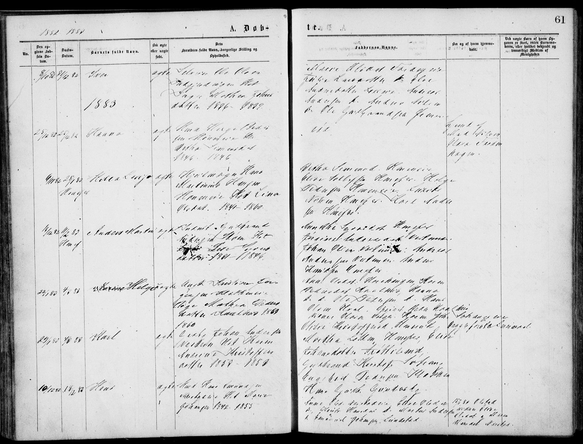 Norderhov kirkebøker, SAKO/A-237/G/Gb/L0001: Parish register (copy) no. II 1, 1876-1899, p. 61