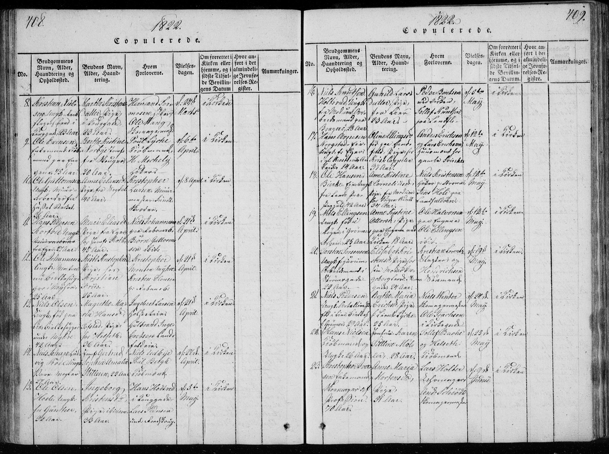 Bragernes kirkebøker, AV/SAKO-A-6/F/Fa/L0007: Parish register (official) no. I 7, 1815-1829, p. 408-409