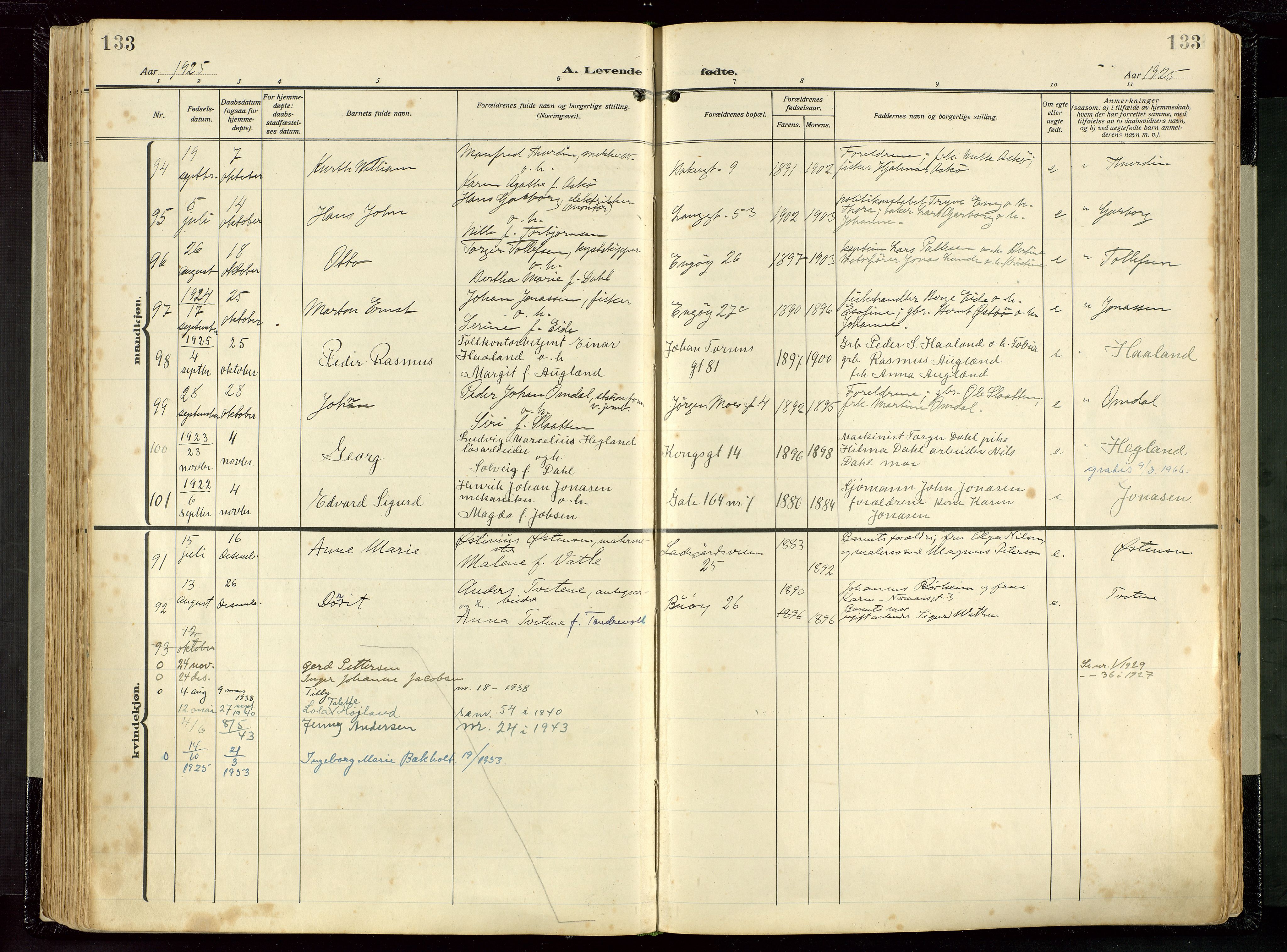 St. Petri sokneprestkontor, AV/SAST-A-101813/002/D/L0001: Parish register (official) no. A 26, 1918-1937, p. 133