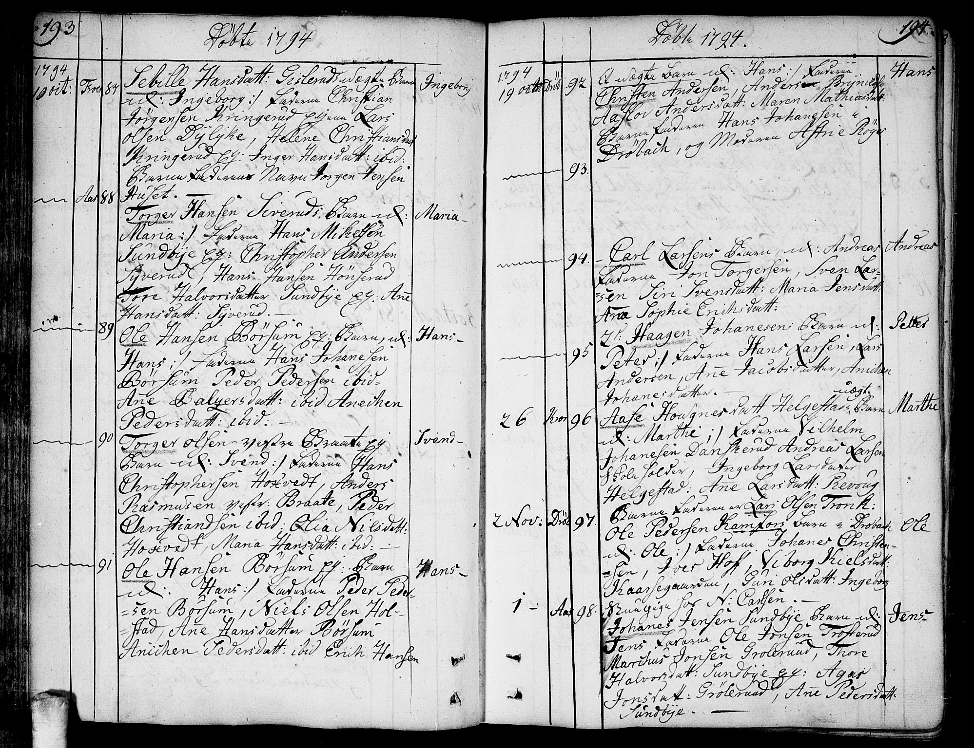 Ås prestekontor Kirkebøker, AV/SAO-A-10894/F/Fa/L0002: Parish register (official) no. I 2, 1778-1813, p. 193-194