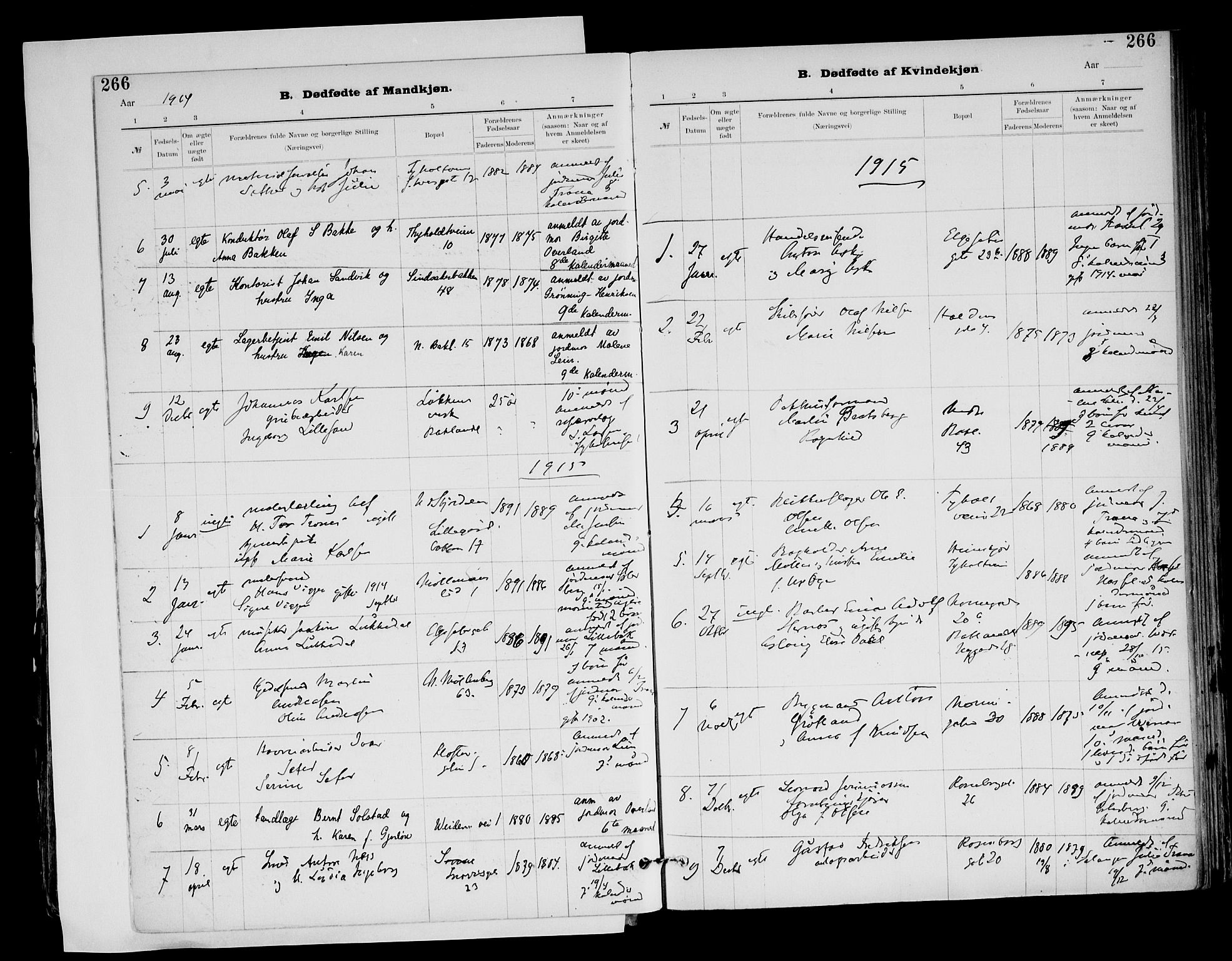 Ministerialprotokoller, klokkerbøker og fødselsregistre - Sør-Trøndelag, SAT/A-1456/604/L0203: Parish register (official) no. 604A23, 1908-1916, p. 266