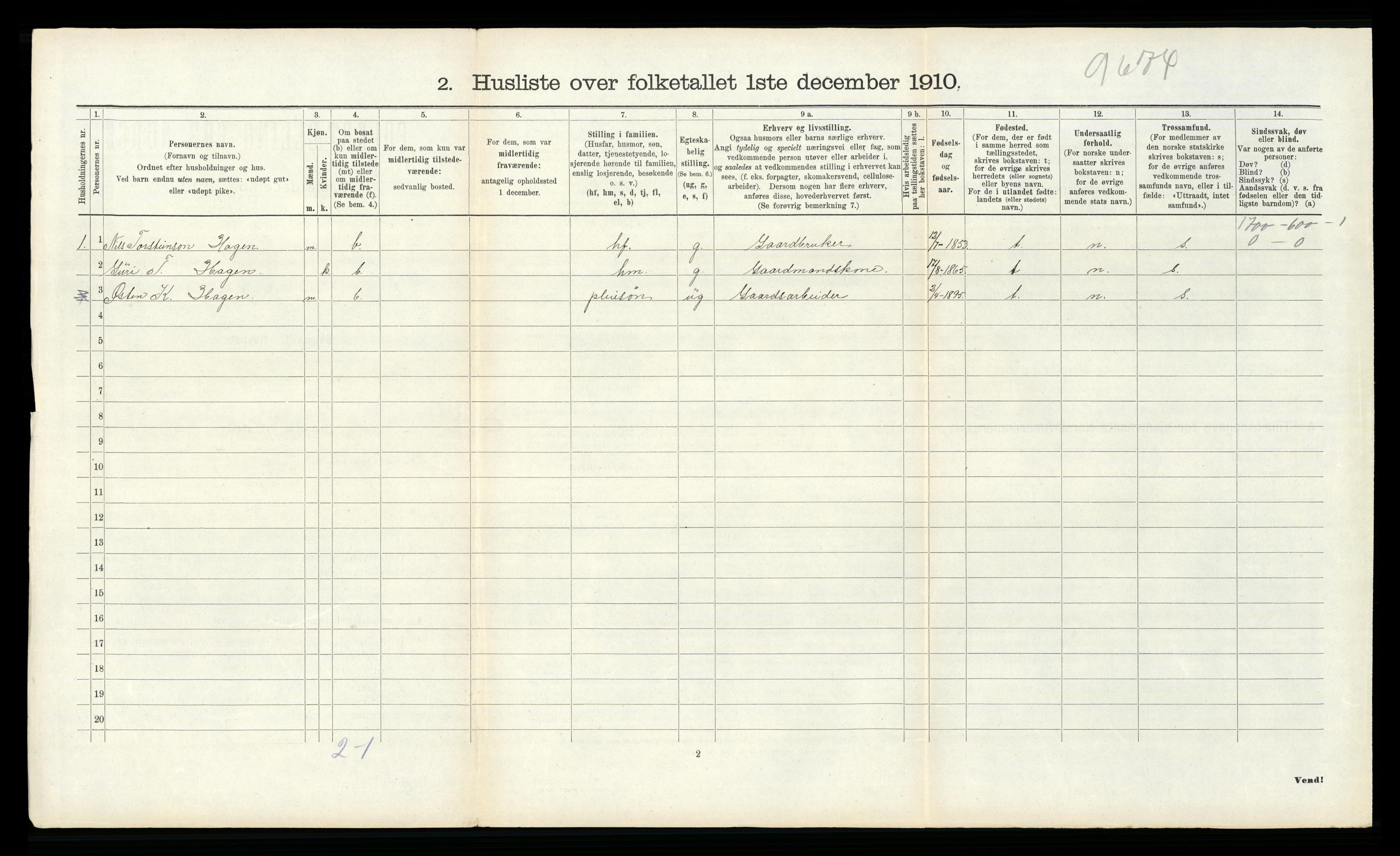 RA, 1910 census for Tinn, 1910, p. 534