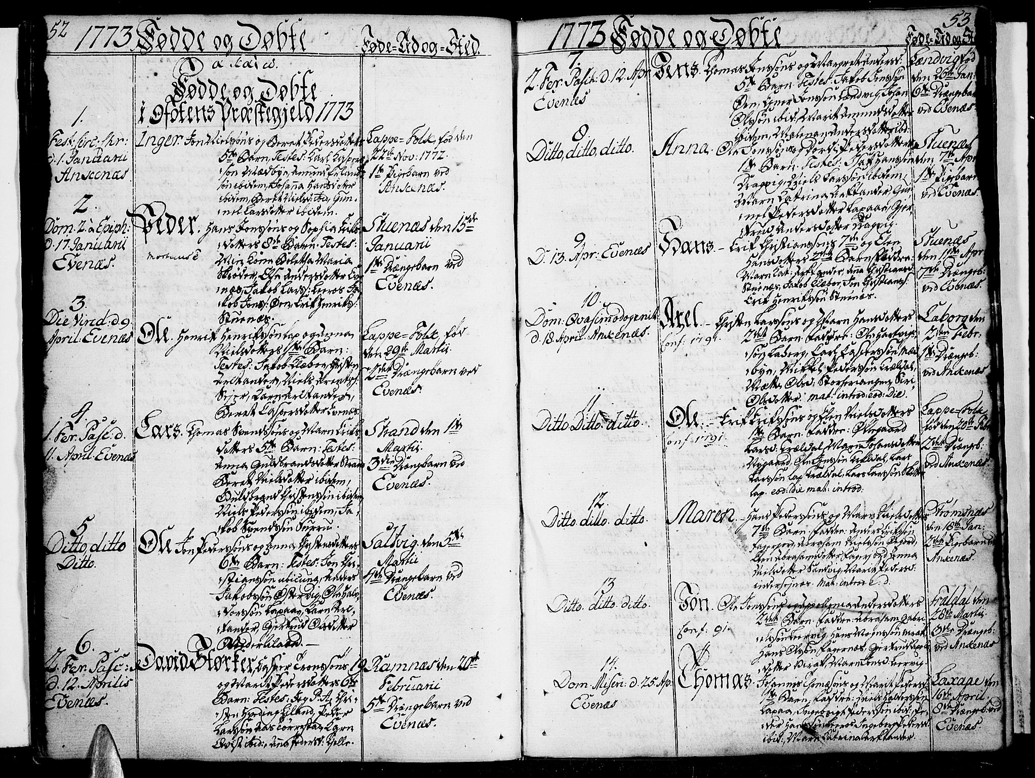 Ministerialprotokoller, klokkerbøker og fødselsregistre - Nordland, SAT/A-1459/863/L0892: Parish register (official) no. 863A04, 1765-1794, p. 52-53