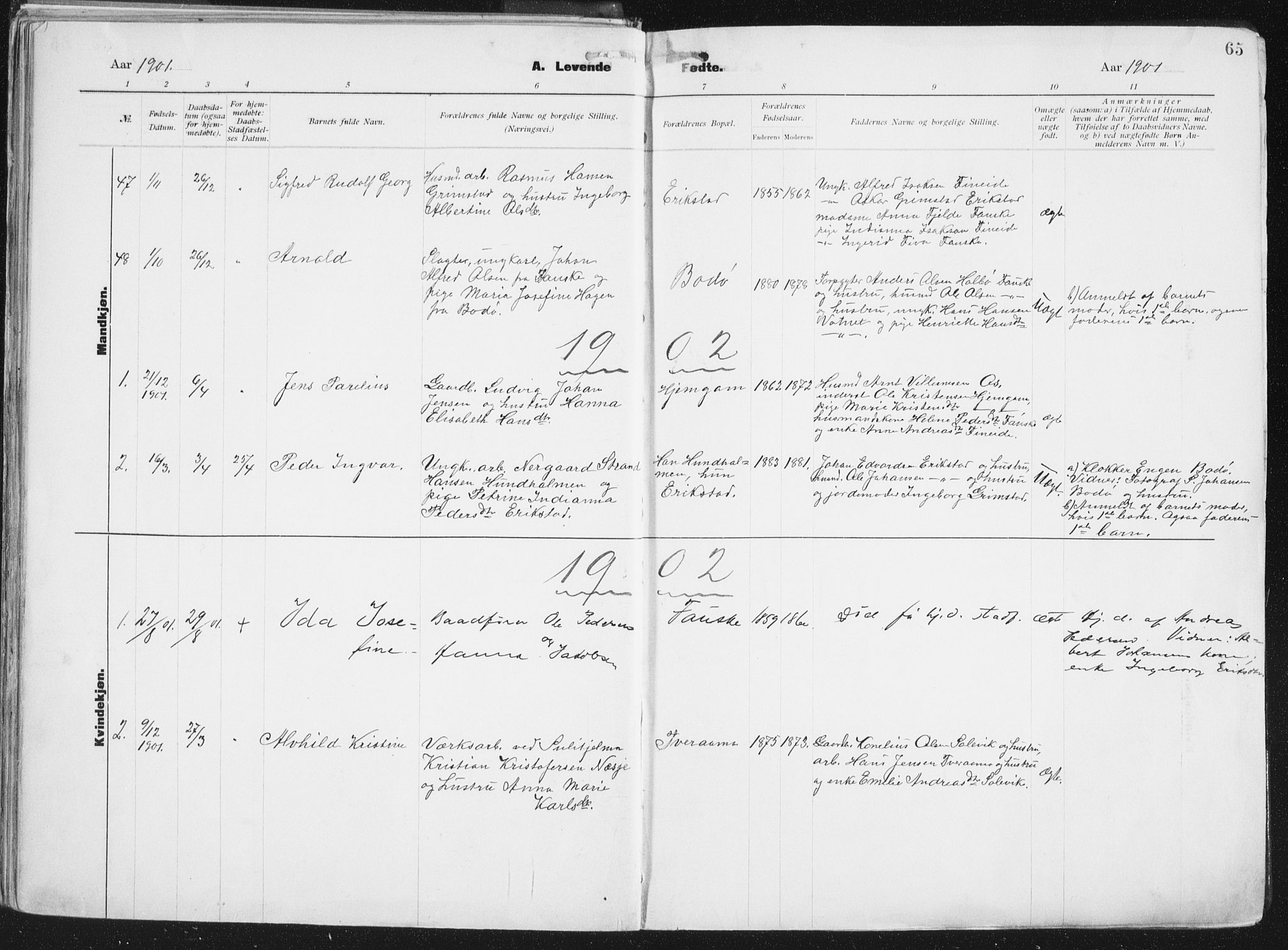 Ministerialprotokoller, klokkerbøker og fødselsregistre - Nordland, AV/SAT-A-1459/849/L0696: Parish register (official) no. 849A08, 1898-1910, p. 65