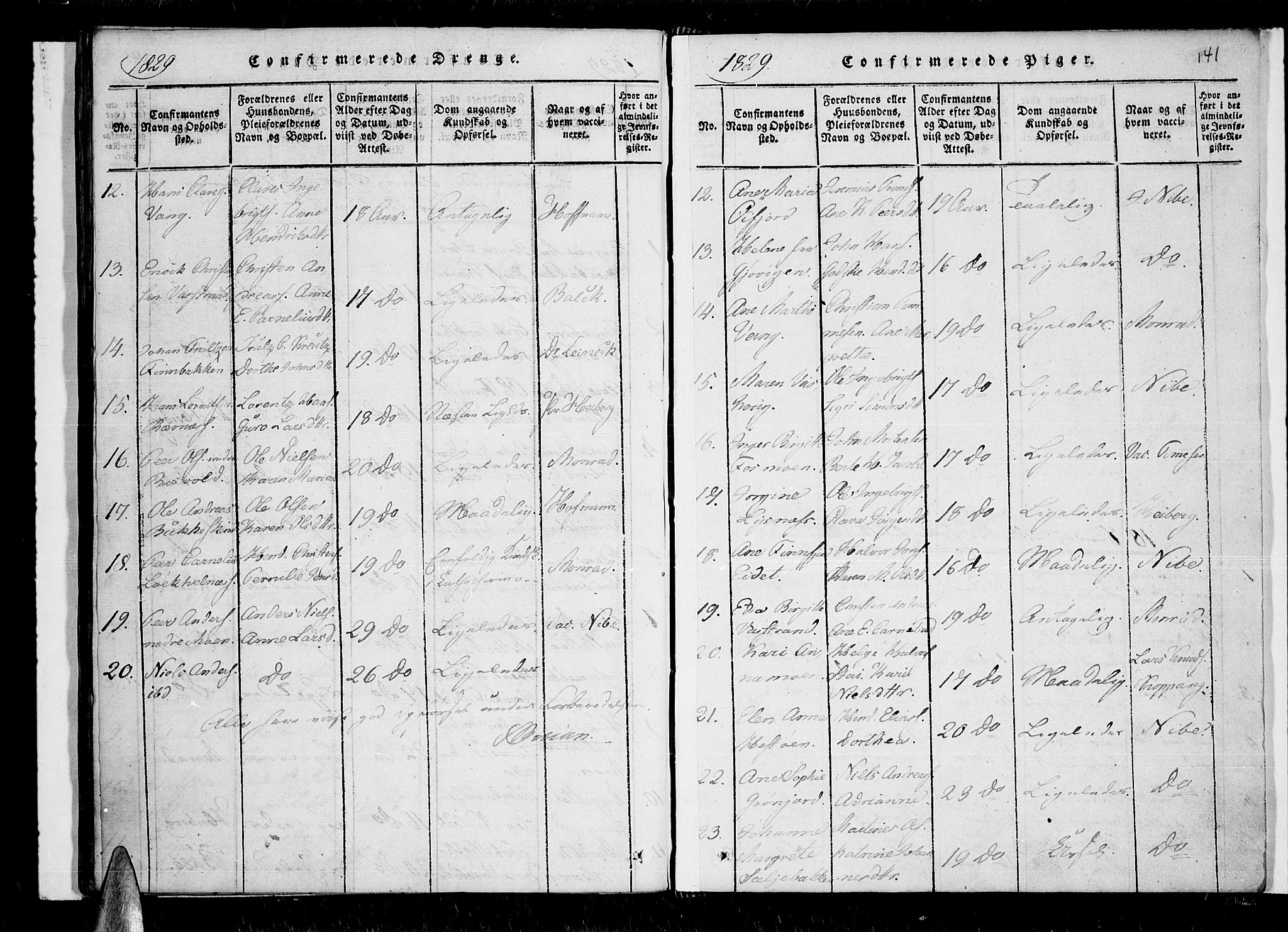 Lenvik sokneprestembete, SATØ/S-1310/H/Ha/Haa/L0003kirke: Parish register (official) no. 3, 1820-1831, p. 141
