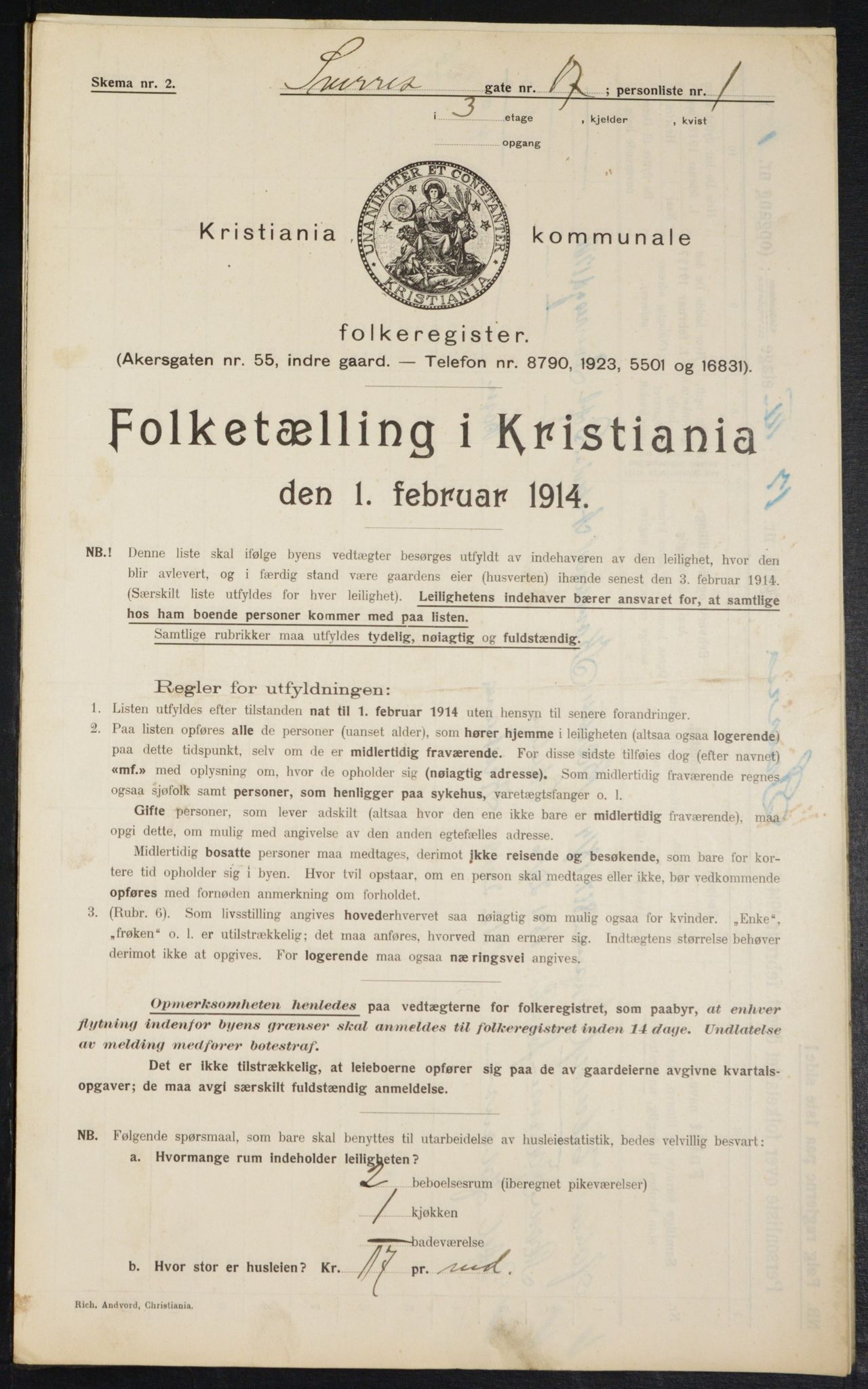 OBA, Municipal Census 1914 for Kristiania, 1914, p. 106644