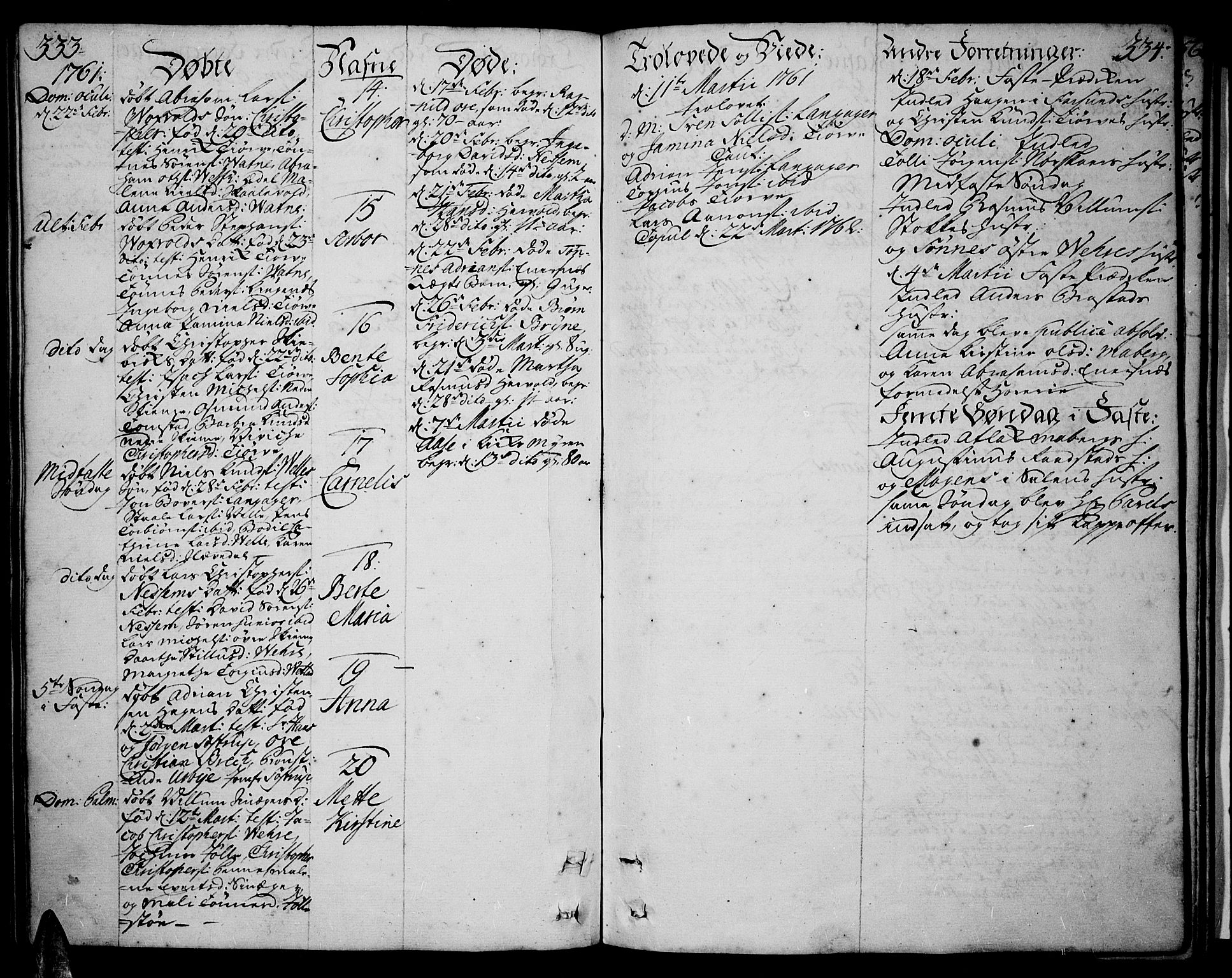 Lista sokneprestkontor, AV/SAK-1111-0027/F/Fa/L0003: Parish register (official) no. A 3 /1, 1743-1767, p. 333-334