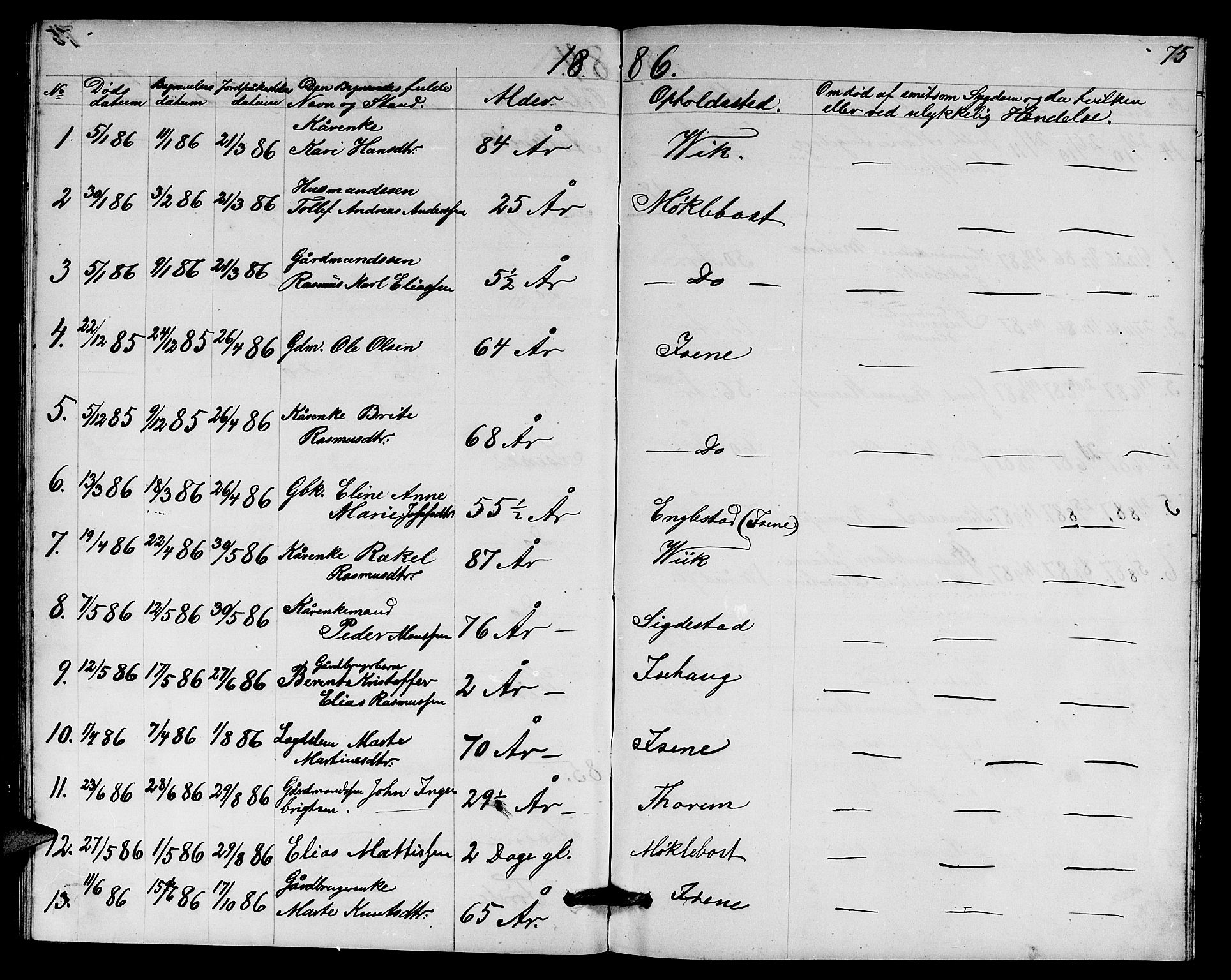 Davik sokneprestembete, SAB/A-79701/H/Hab/Habd/L0001: Parish register (copy) no. D 1, 1866-1891, p. 75