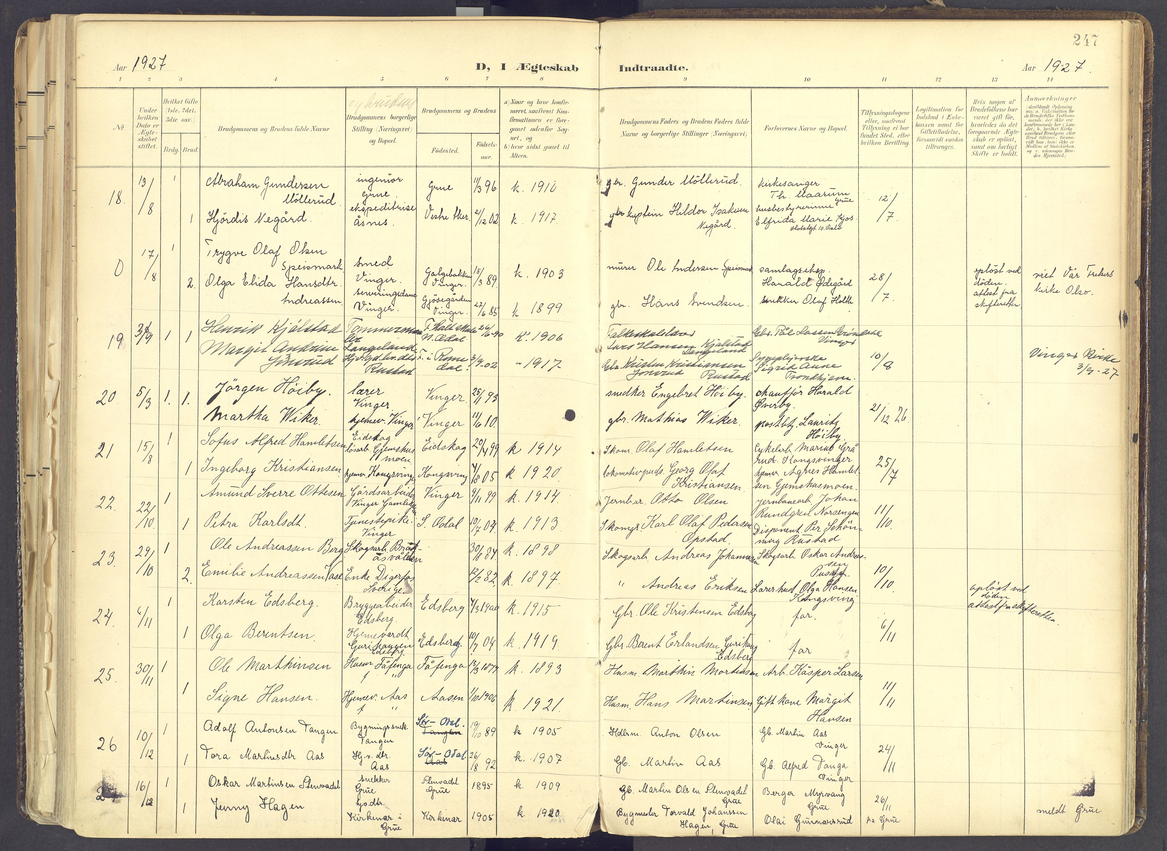 Vinger prestekontor, SAH/PREST-024/H/Ha/Haa/L0017: Parish register (official) no. 17, 1901-1927, p. 247