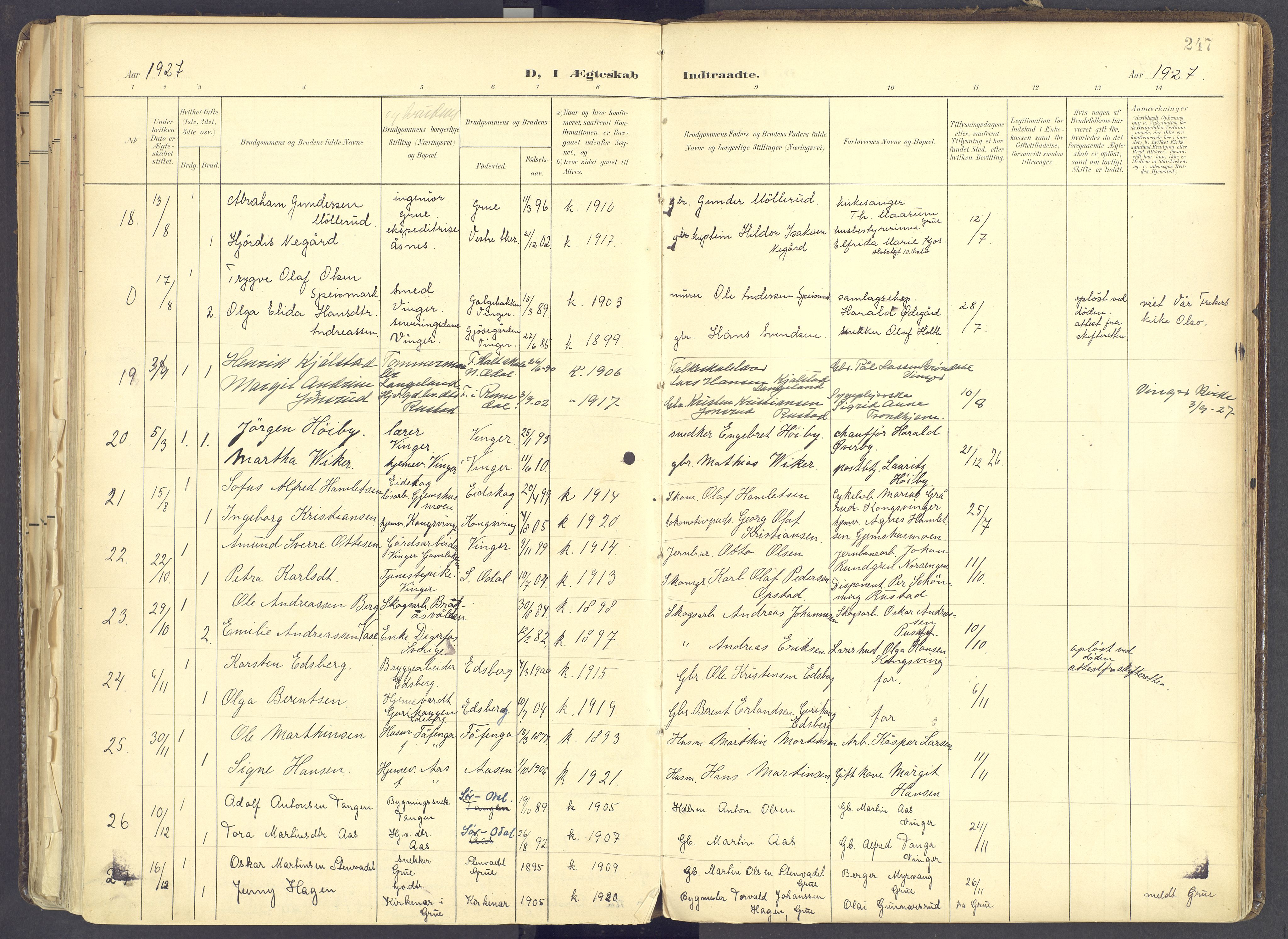 Vinger prestekontor, AV/SAH-PREST-024/H/Ha/Haa/L0017: Parish register (official) no. 17, 1901-1927, p. 247