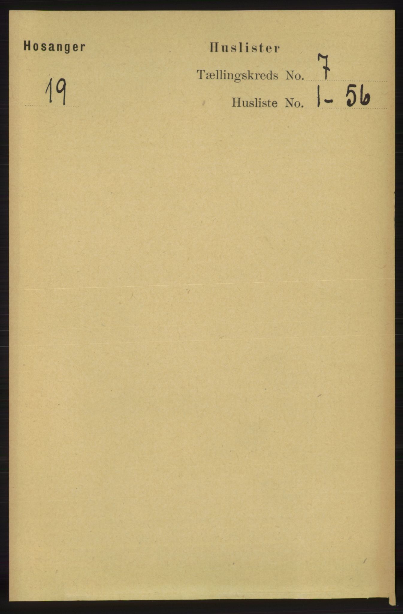 RA, 1891 census for 1253 Hosanger, 1891, p. 2433