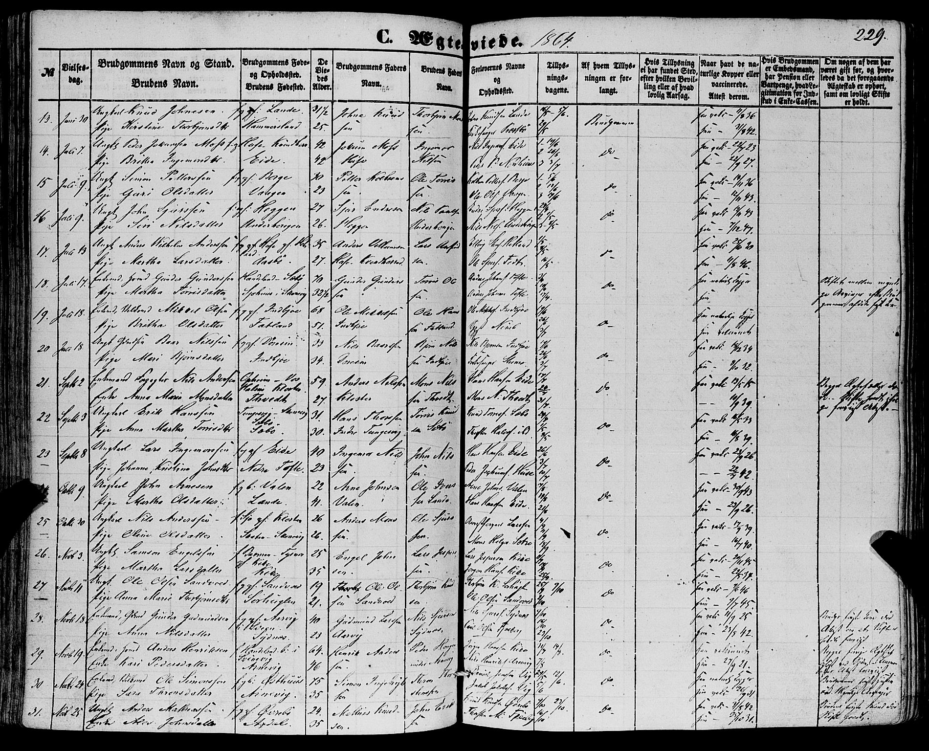 Fjelberg sokneprestembete, SAB/A-75201/H/Haa: Parish register (official) no. A 7, 1851-1867, p. 229