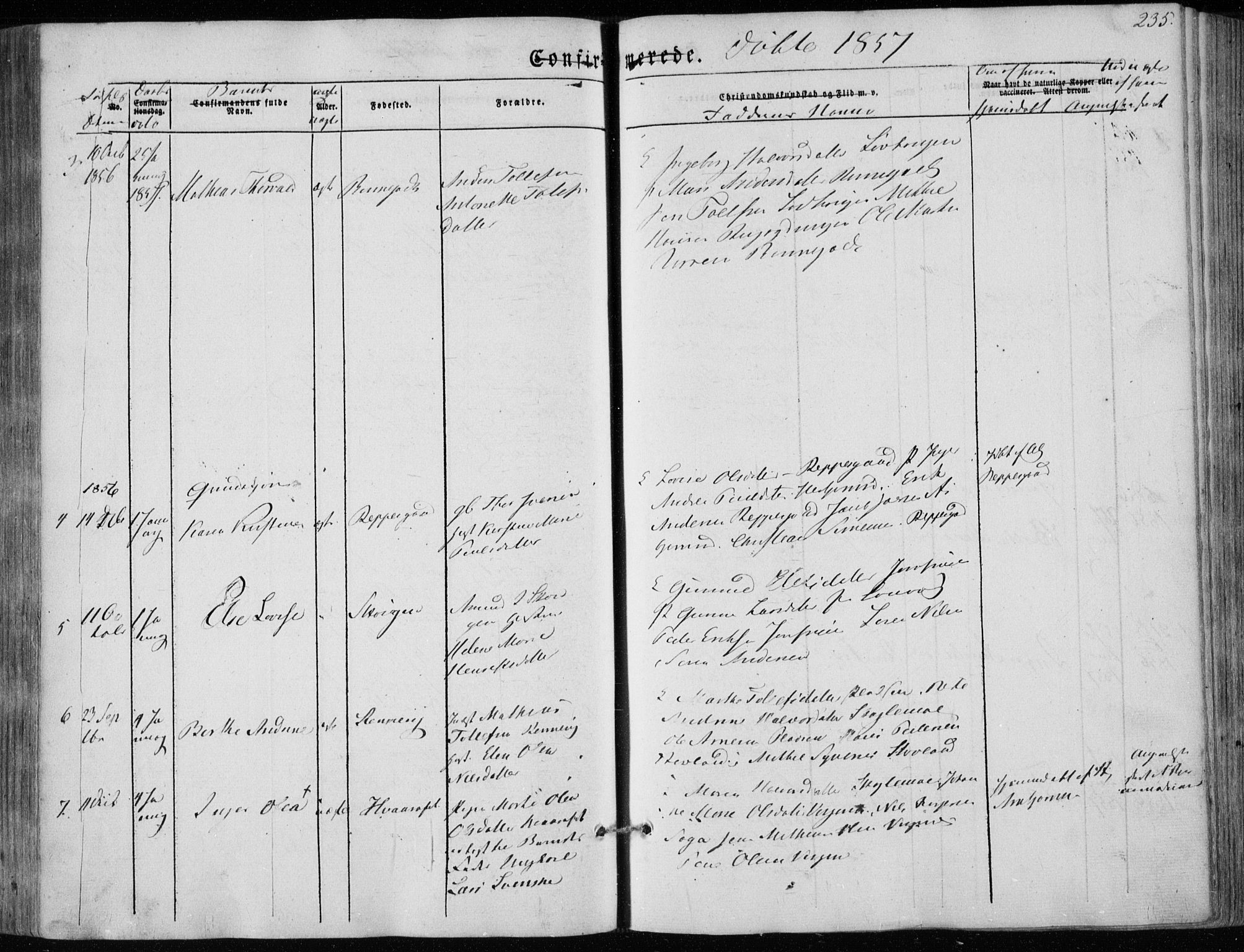 Hedrum kirkebøker, AV/SAKO-A-344/F/Fa/L0006: Parish register (official) no. I 6, 1849-1857, p. 235