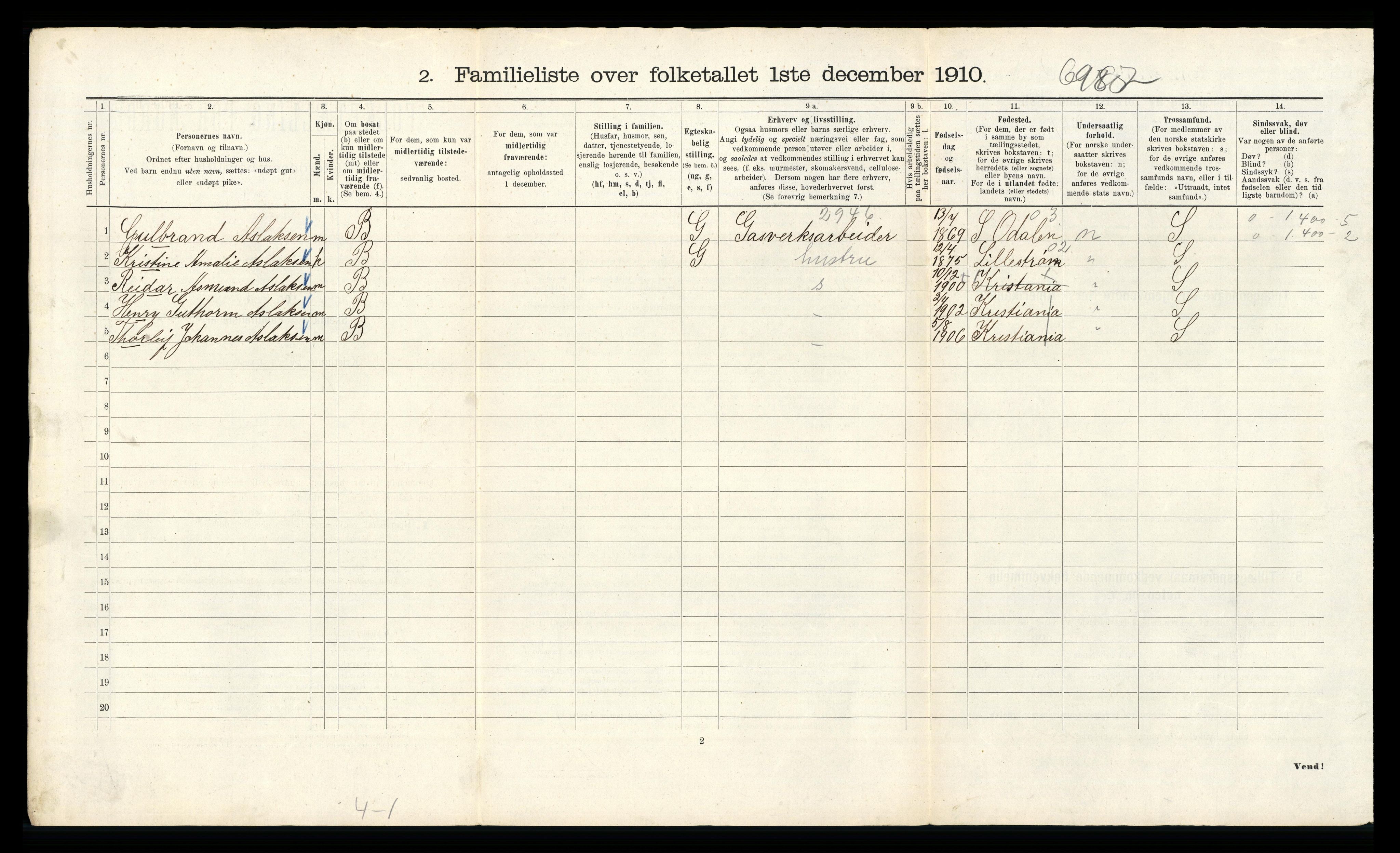 RA, 1910 census for Kristiania, 1910, p. 56450