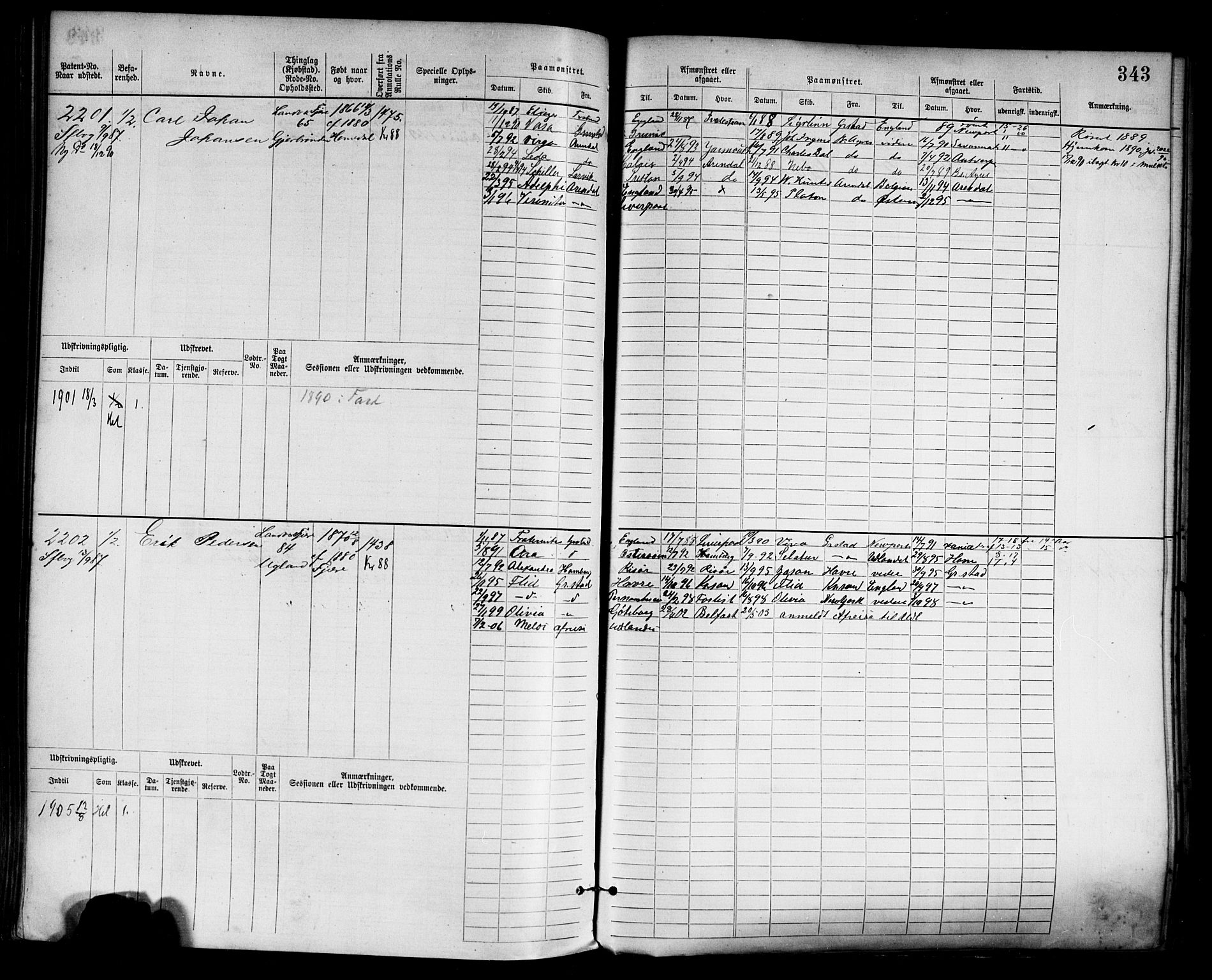 Grimstad mønstringskrets, AV/SAK-2031-0013/F/Fb/L0003: Hovedrulle nr 1517-2276, F-6, 1877-1888, p. 355