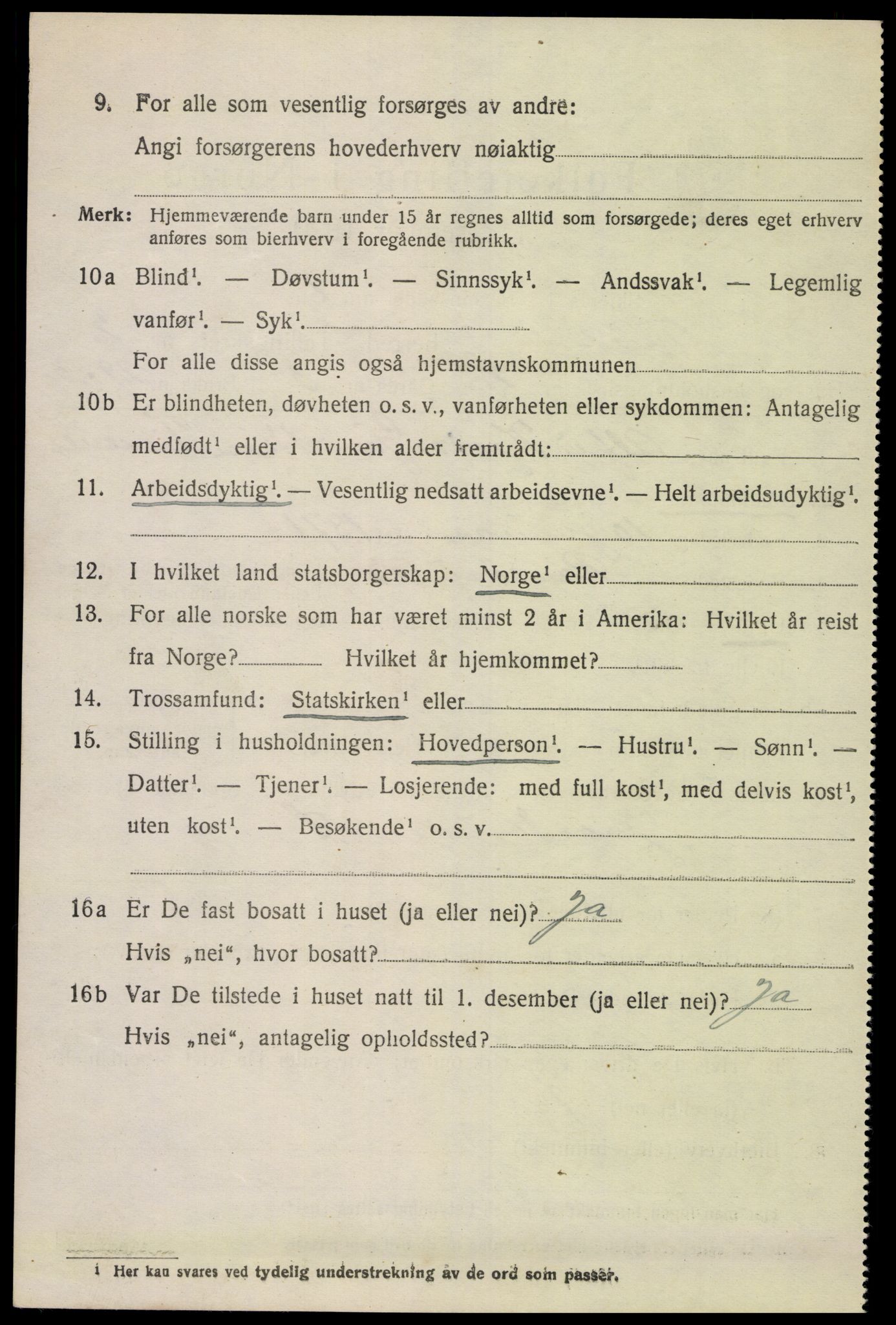 SAK, 1920 census for Tveit, 1920, p. 1233