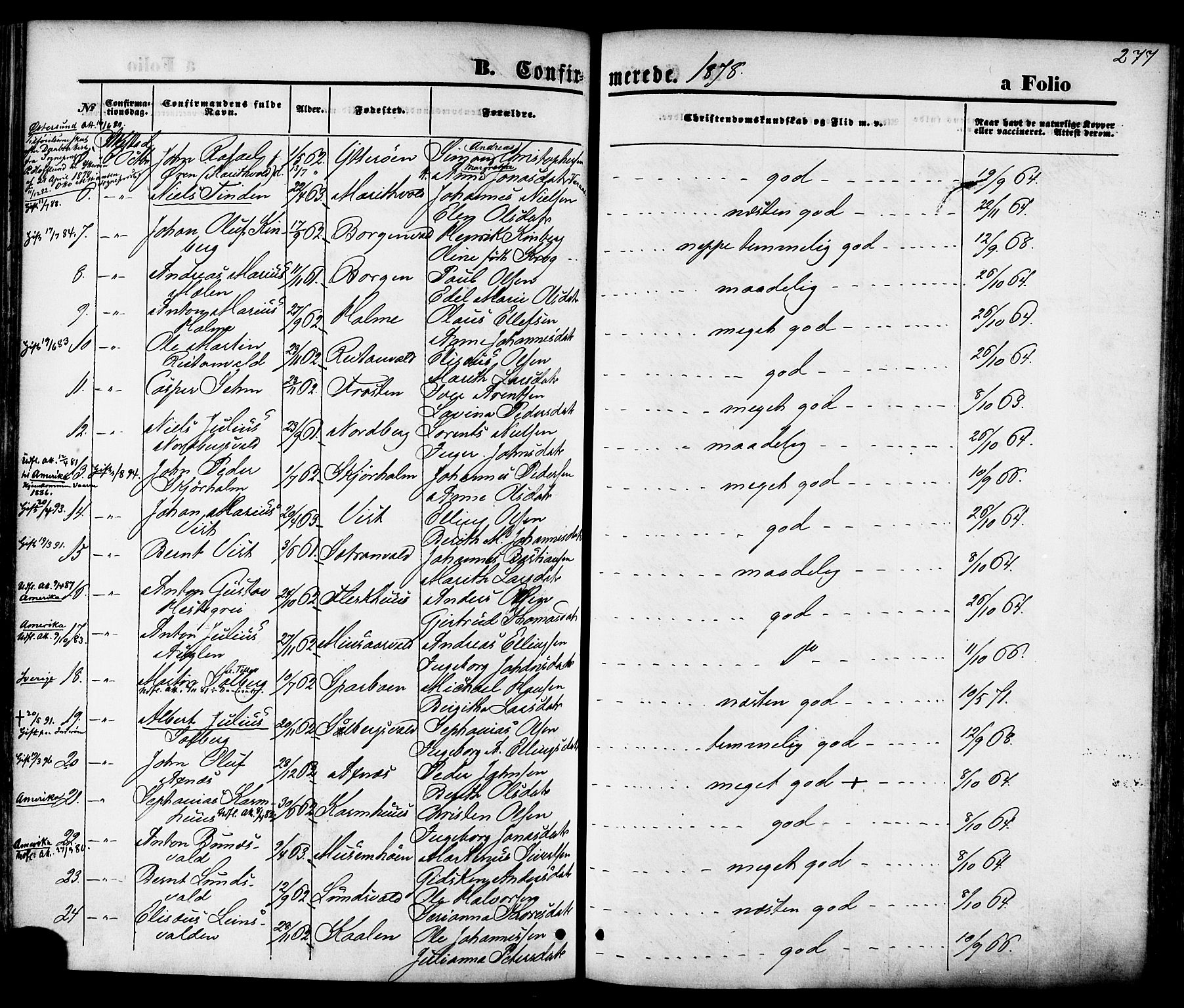 Ministerialprotokoller, klokkerbøker og fødselsregistre - Nord-Trøndelag, SAT/A-1458/723/L0242: Parish register (official) no. 723A11, 1870-1880, p. 277