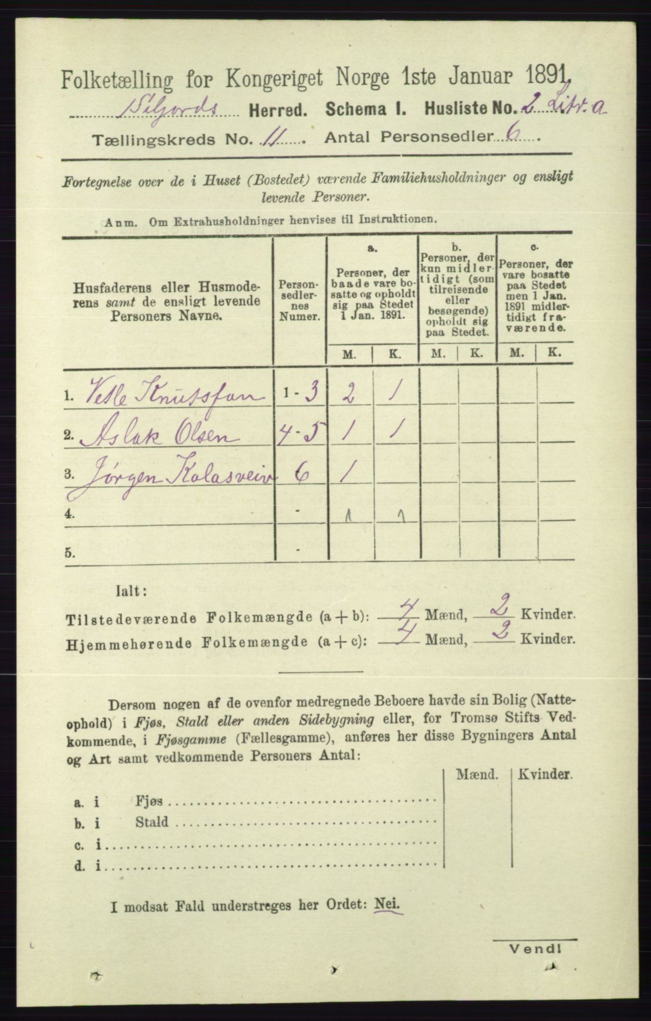 RA, 1891 census for 0828 Seljord, 1891, p. 3764