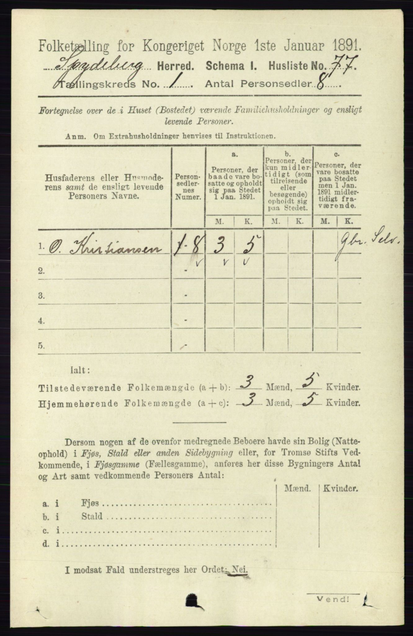 RA, 1891 census for 0123 Spydeberg, 1891, p. 112