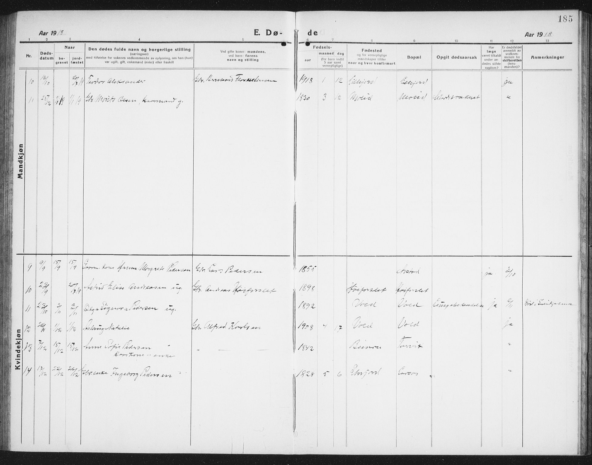 Ministerialprotokoller, klokkerbøker og fødselsregistre - Nordland, AV/SAT-A-1459/846/L0656: Parish register (copy) no. 846C06, 1917-1936, p. 185