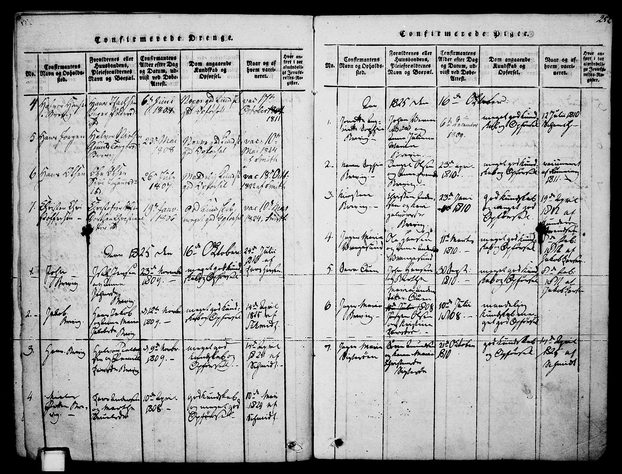 Brevik kirkebøker, AV/SAKO-A-255/F/Fa/L0004: Parish register (official) no. 4, 1814-1846, p. 252