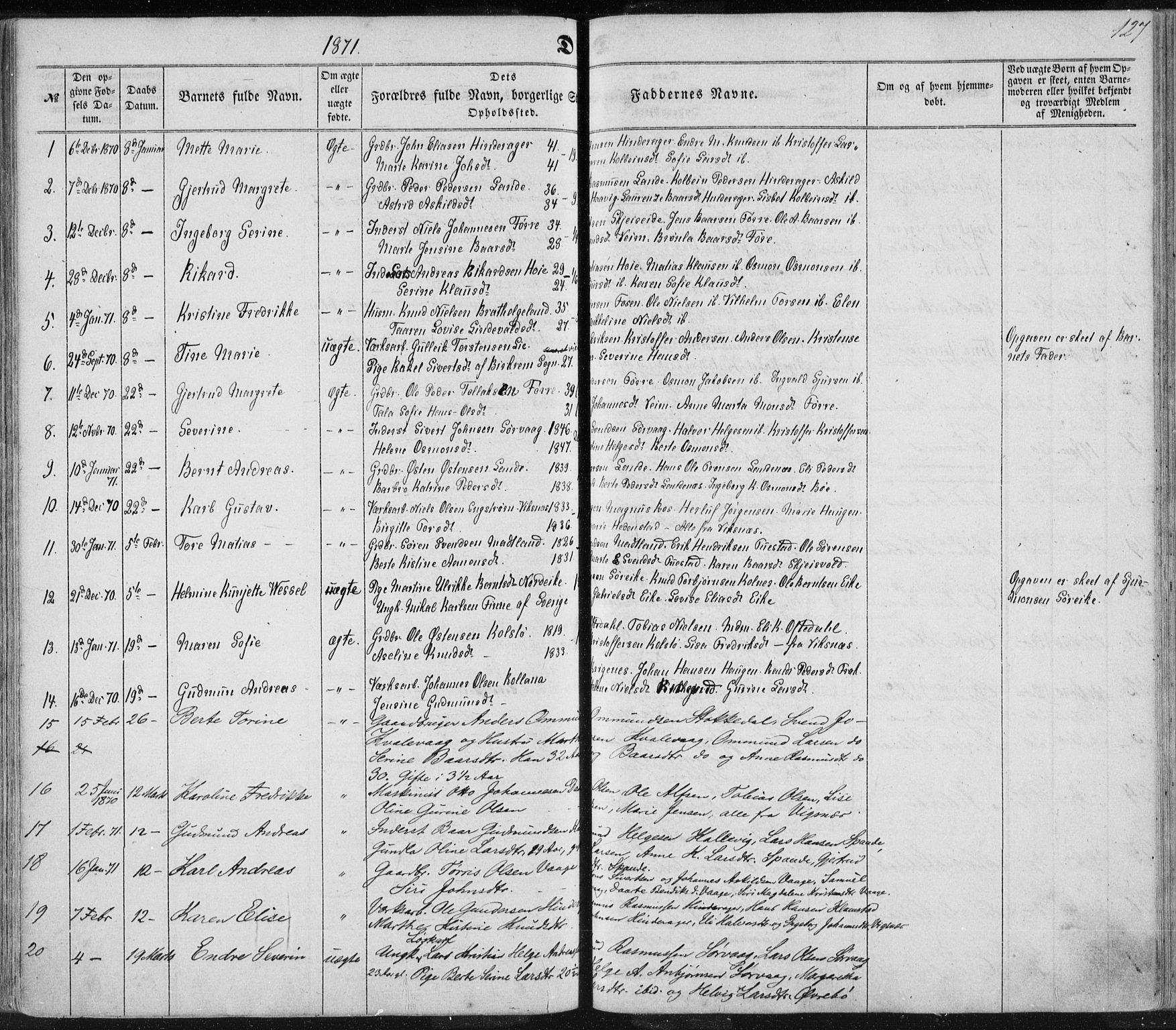 Avaldsnes sokneprestkontor, SAST/A -101851/H/Ha/Haa/L0010: Parish register (official) no. A 10, 1857-1876, p. 127