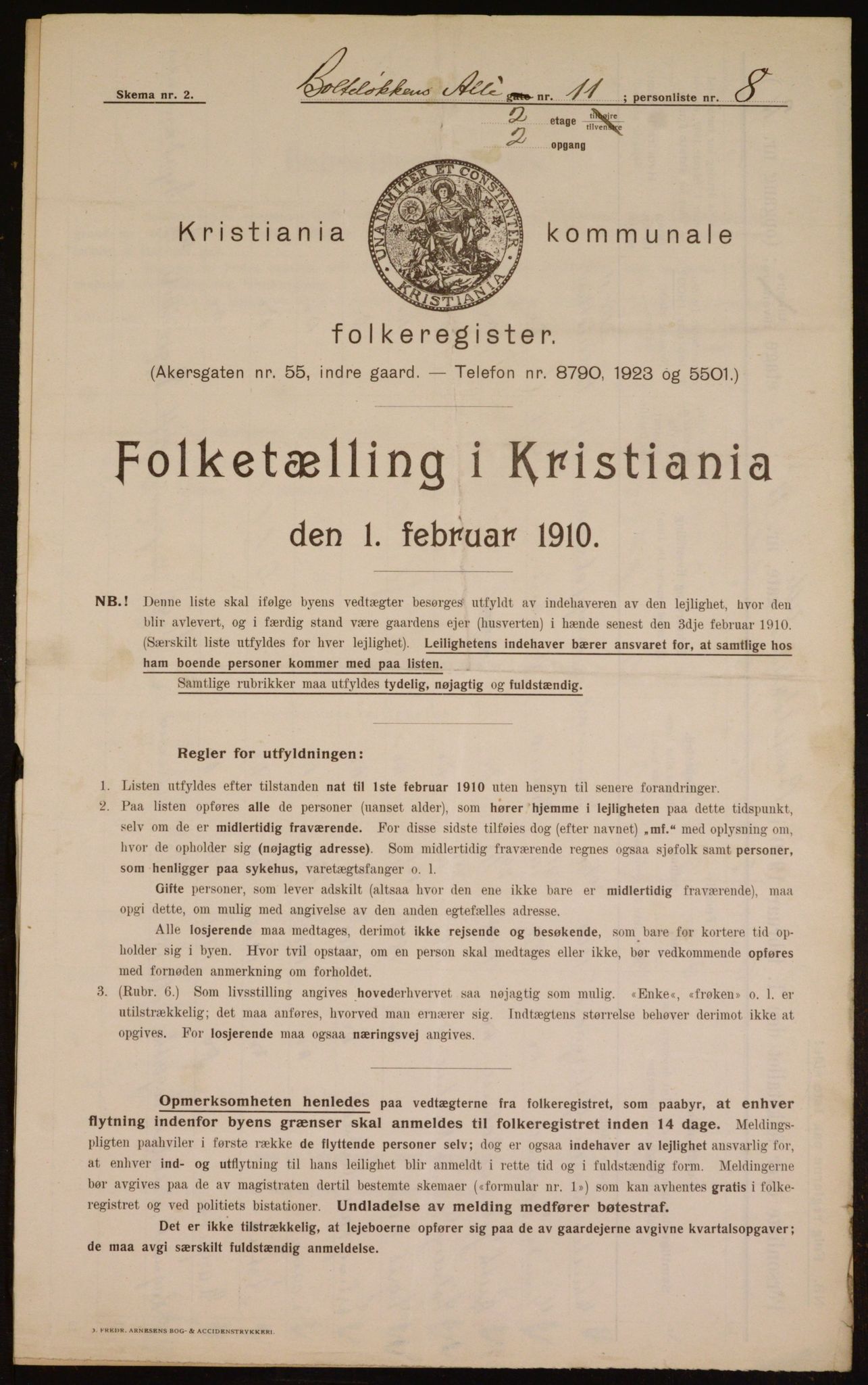 OBA, Municipal Census 1910 for Kristiania, 1910, p. 7383