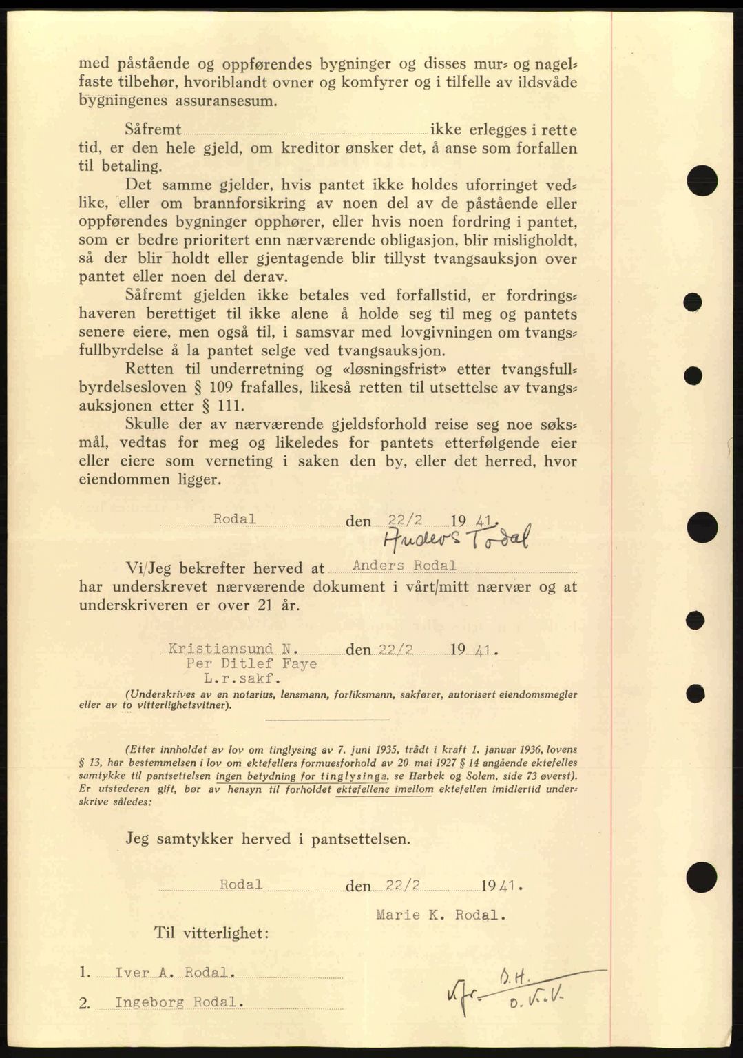 Nordmøre sorenskriveri, AV/SAT-A-4132/1/2/2Ca: Mortgage book no. B88, 1941-1942, Diary no: : 808/1941