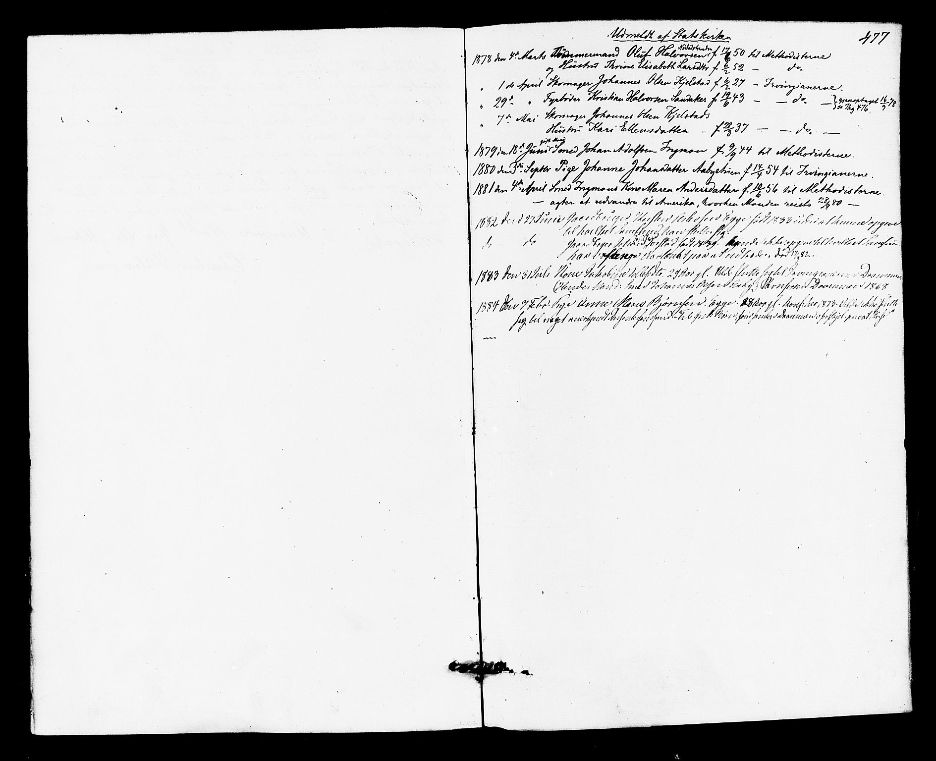 Lier kirkebøker, AV/SAKO-A-230/F/Fa/L0014: Parish register (official) no. I 14, 1875-1882, p. 477