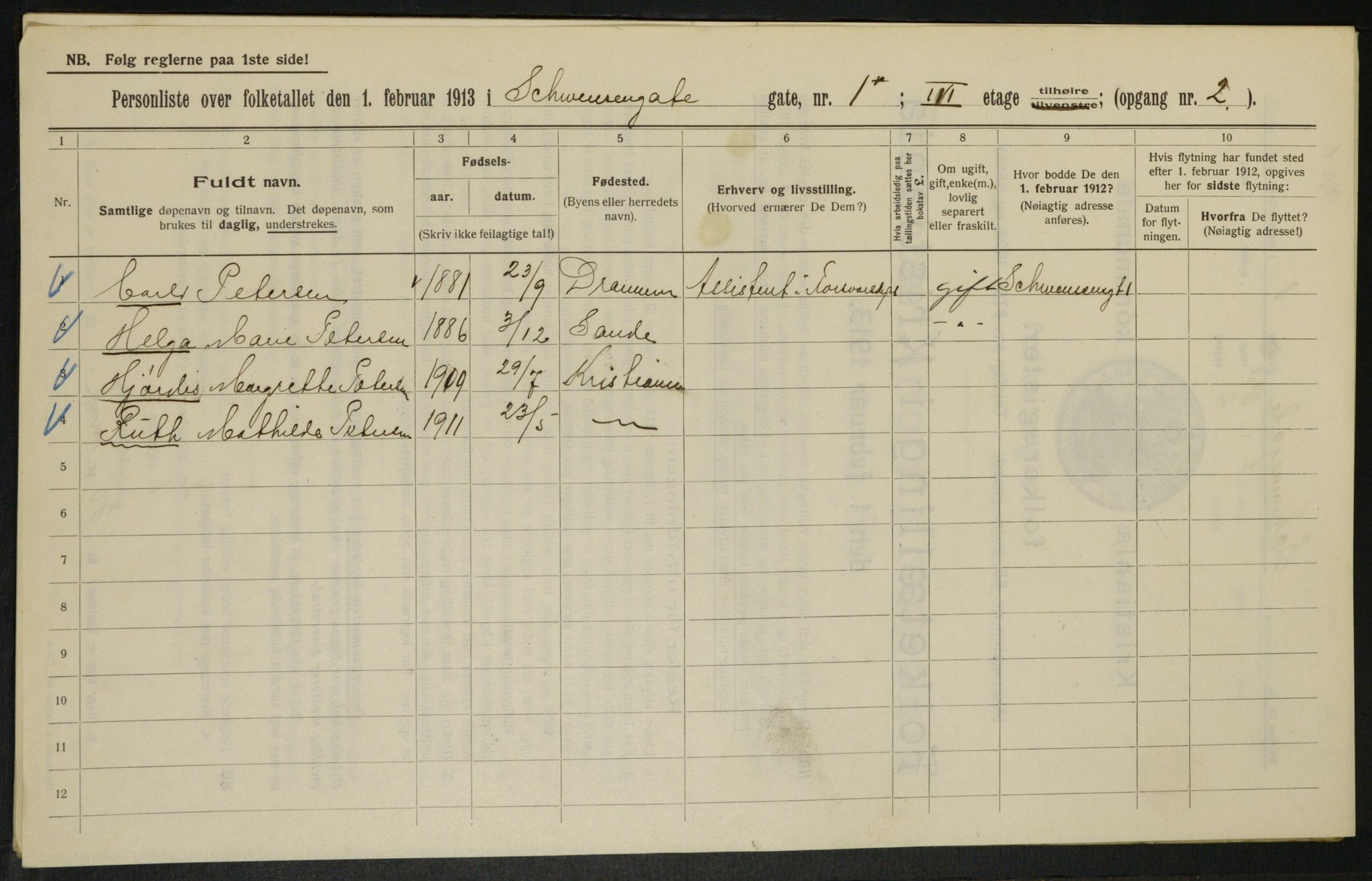 OBA, Municipal Census 1913 for Kristiania, 1913, p. 92652