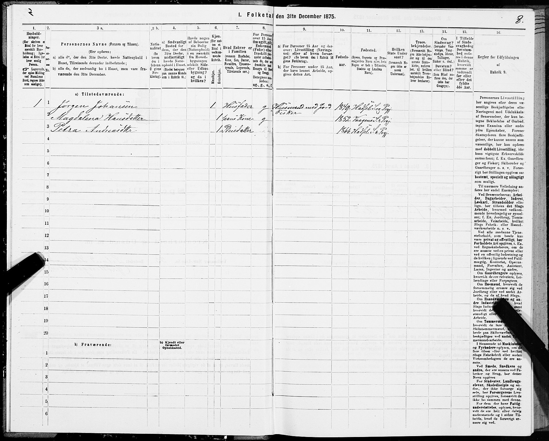 SAT, 1875 census for 1865P Vågan, 1875, p. 3008