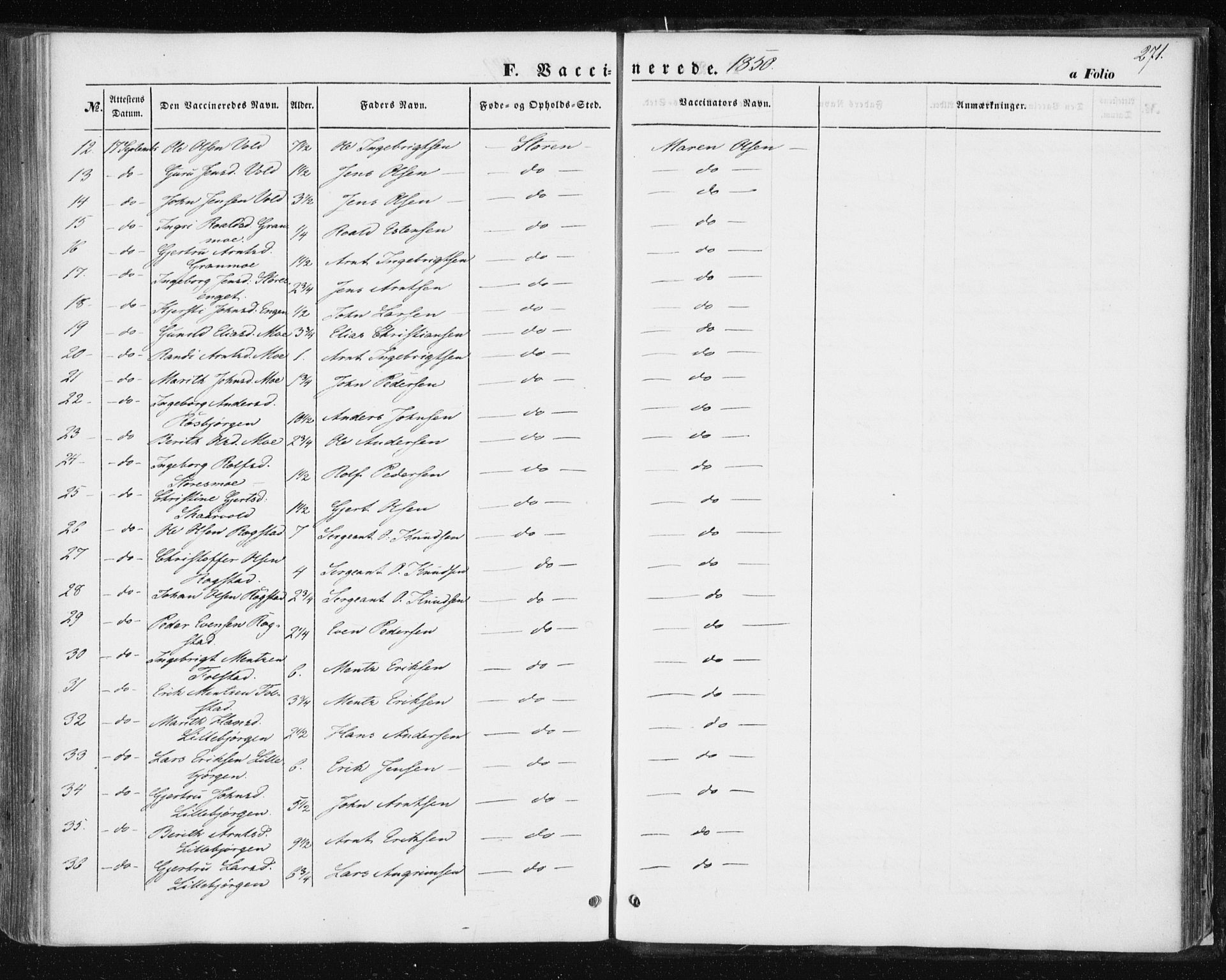 Ministerialprotokoller, klokkerbøker og fødselsregistre - Sør-Trøndelag, SAT/A-1456/687/L1000: Parish register (official) no. 687A06, 1848-1869, p. 271
