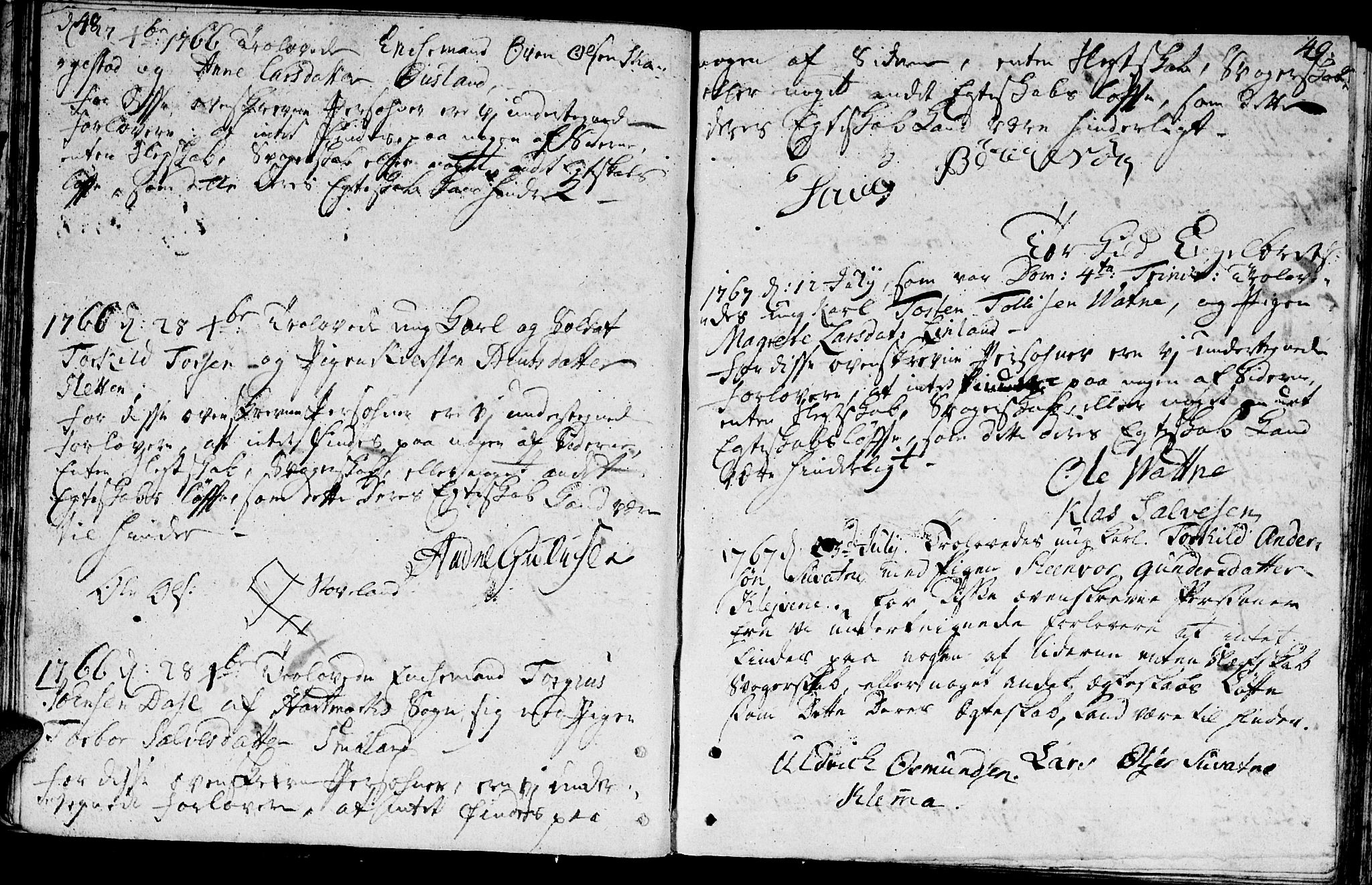 Holum sokneprestkontor, SAK/1111-0022/F/Fa/Faa/L0001: Parish register (official) no. A 1, 1750-1802, p. 48-49