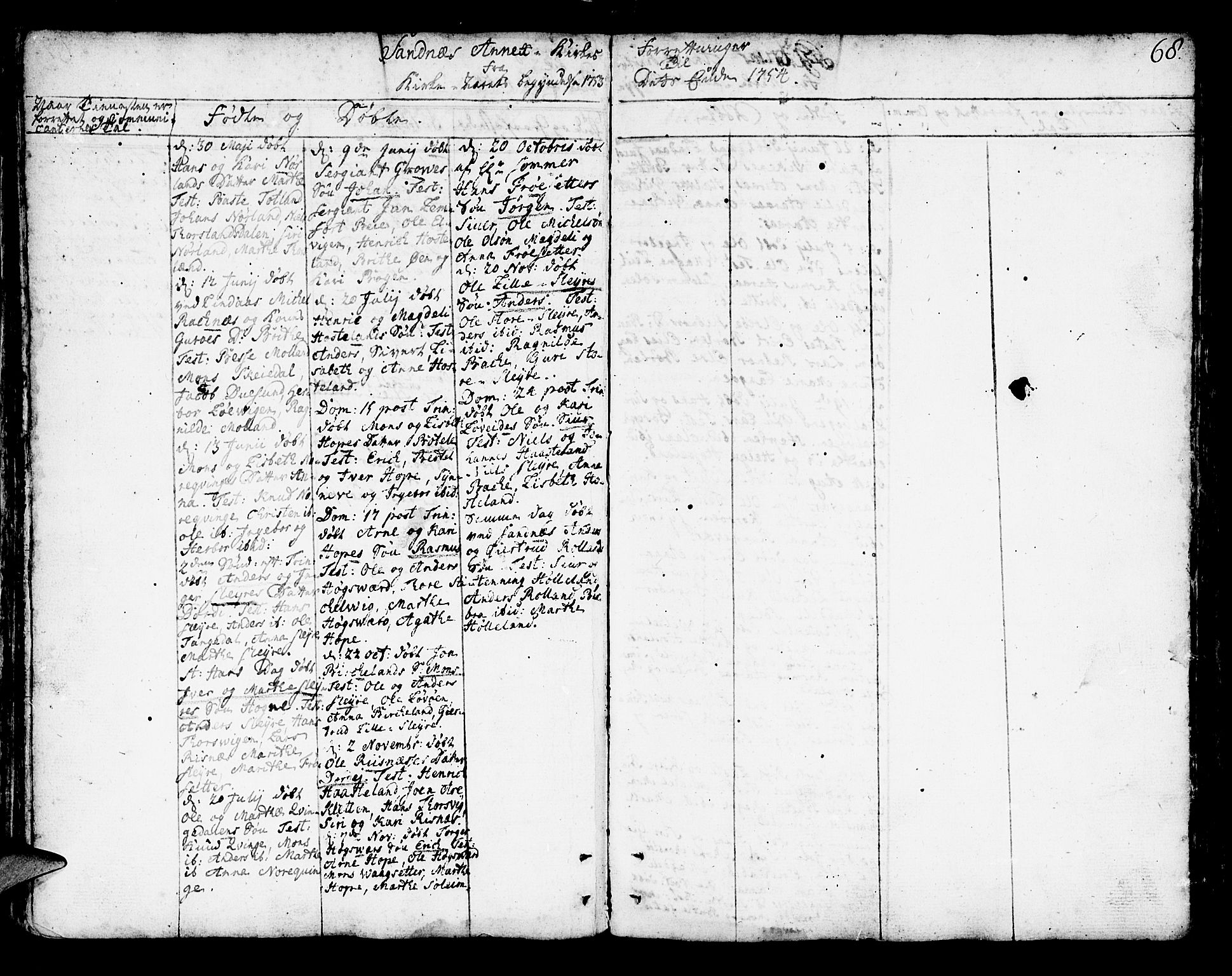 Lindås Sokneprestembete, AV/SAB-A-76701/H/Haa/Haaa/L0003: Parish register (official) no. A 3, 1748-1764, p. 68