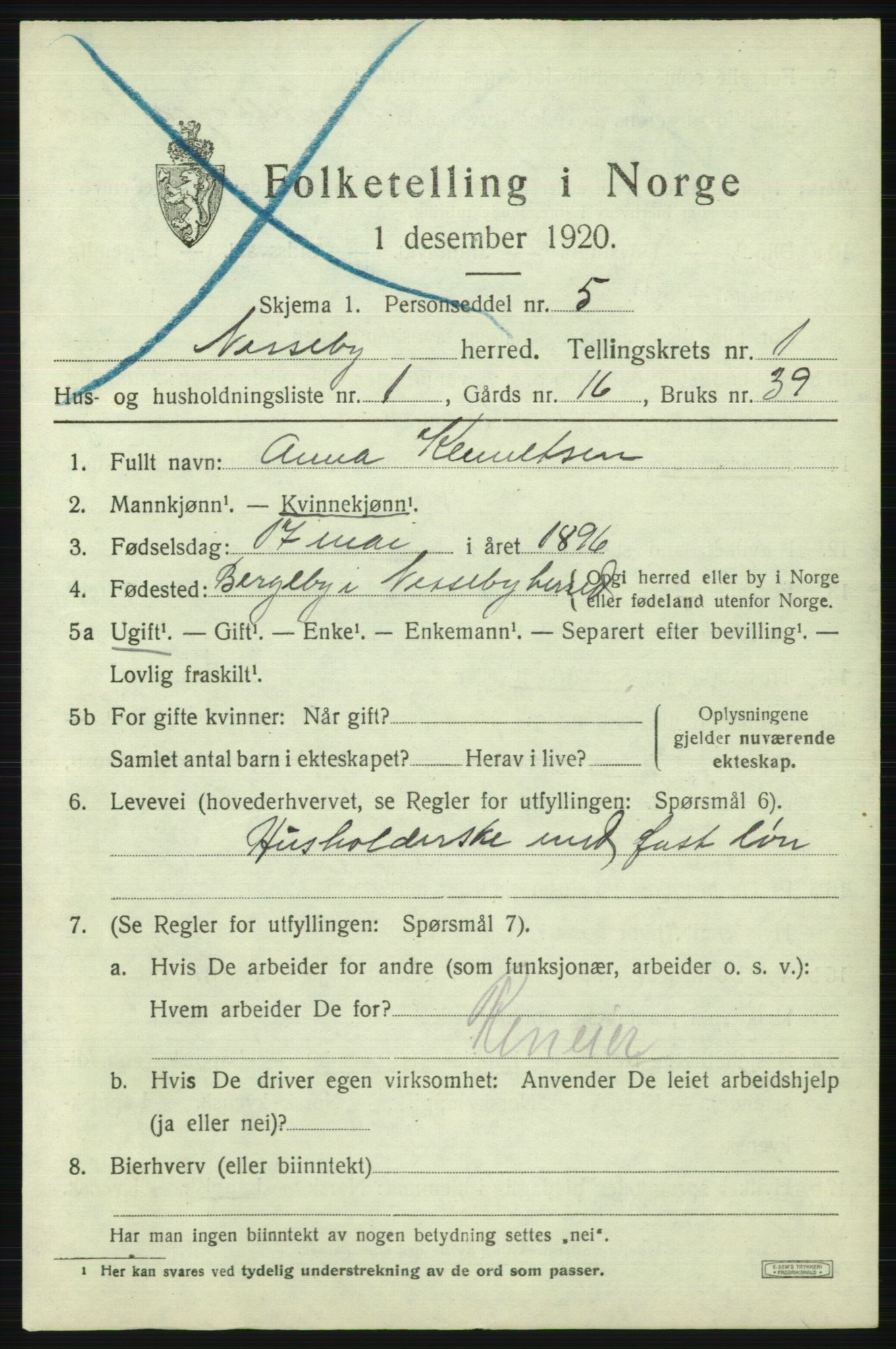 SATØ, 1920 census for Nesseby, 1920, p. 507