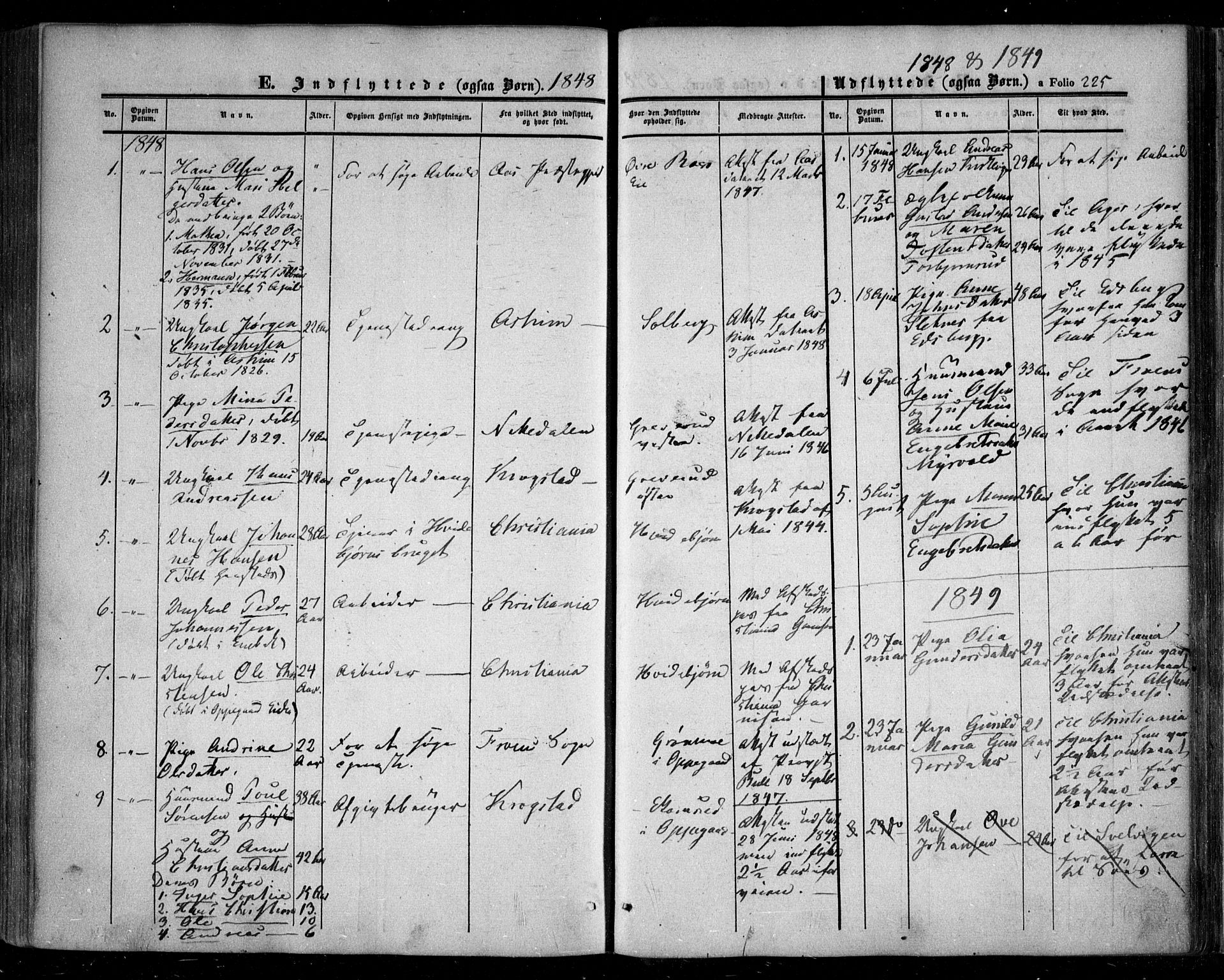 Nesodden prestekontor Kirkebøker, SAO/A-10013/F/Fa/L0007: Parish register (official) no. I 7, 1848-1868, p. 225