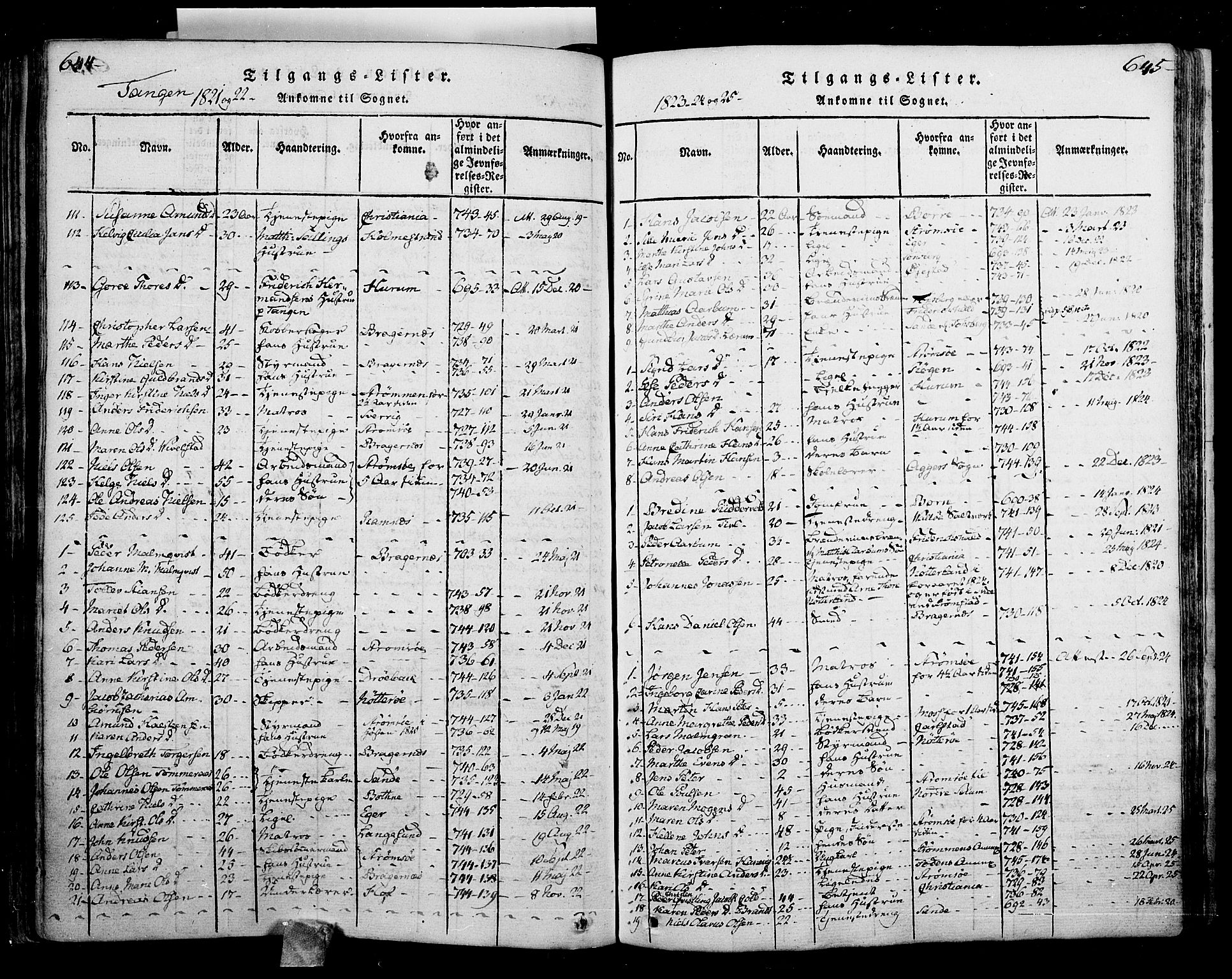 Skoger kirkebøker, AV/SAKO-A-59/F/Fa/L0002: Parish register (official) no. I 2 /2, 1814-1842, p. 644-645