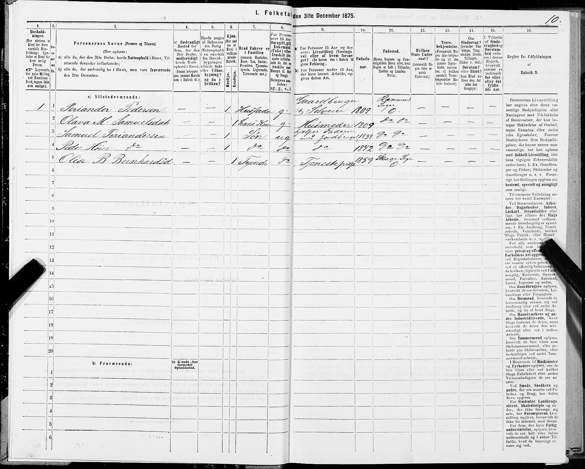 SAT, 1875 census for 1744P Overhalla, 1875, p. 3010