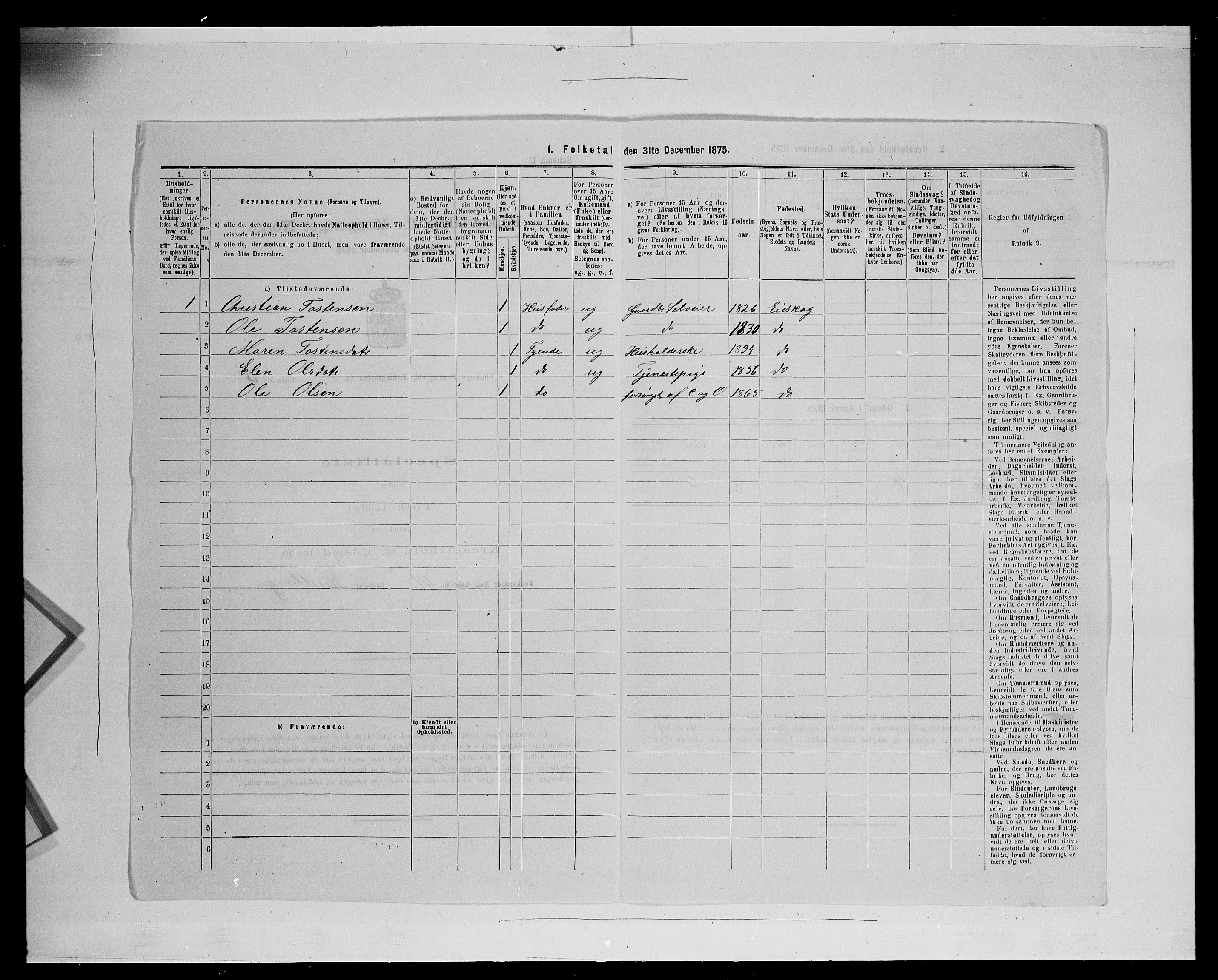 SAH, 1875 census for 0420P Eidskog, 1875, p. 956