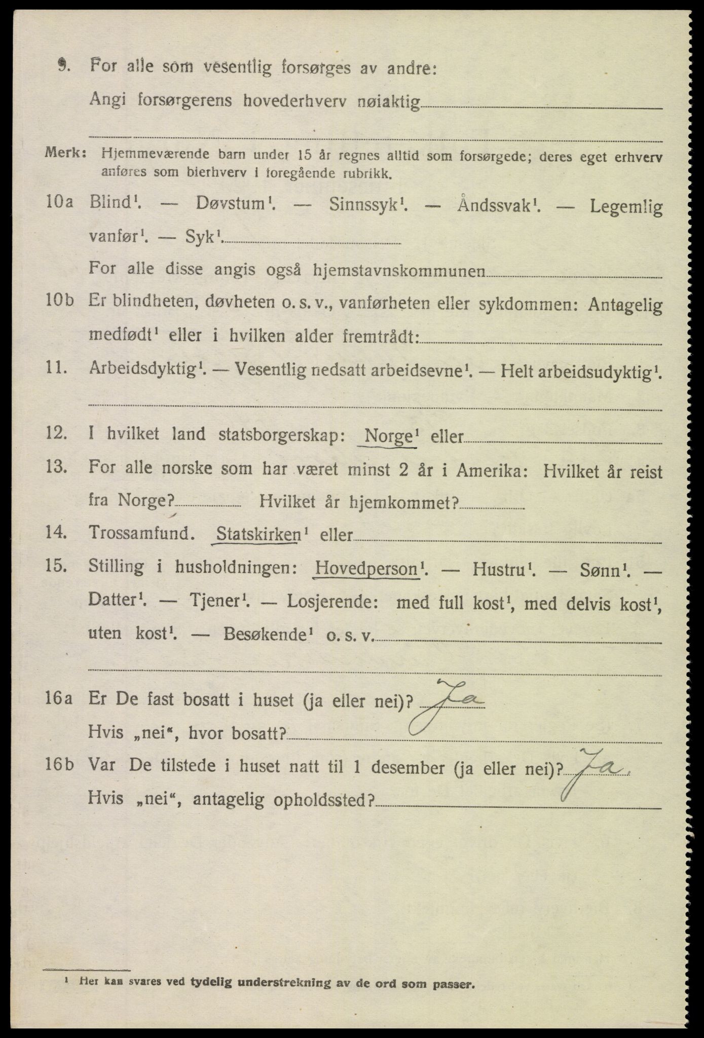 SAH, 1920 census for Vestre Slidre, 1920, p. 5613