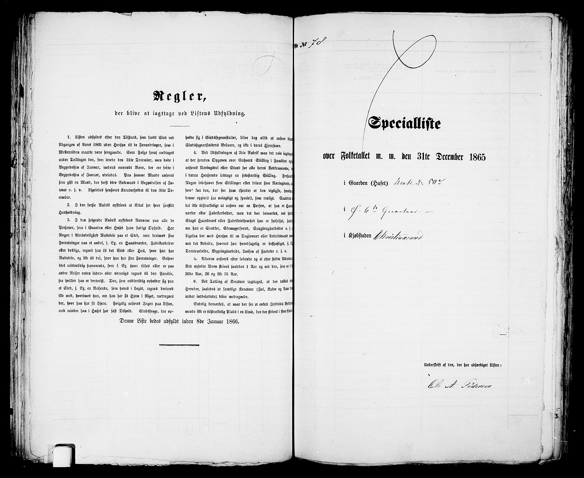 RA, 1865 census for Kristiansand, 1865, p. 170