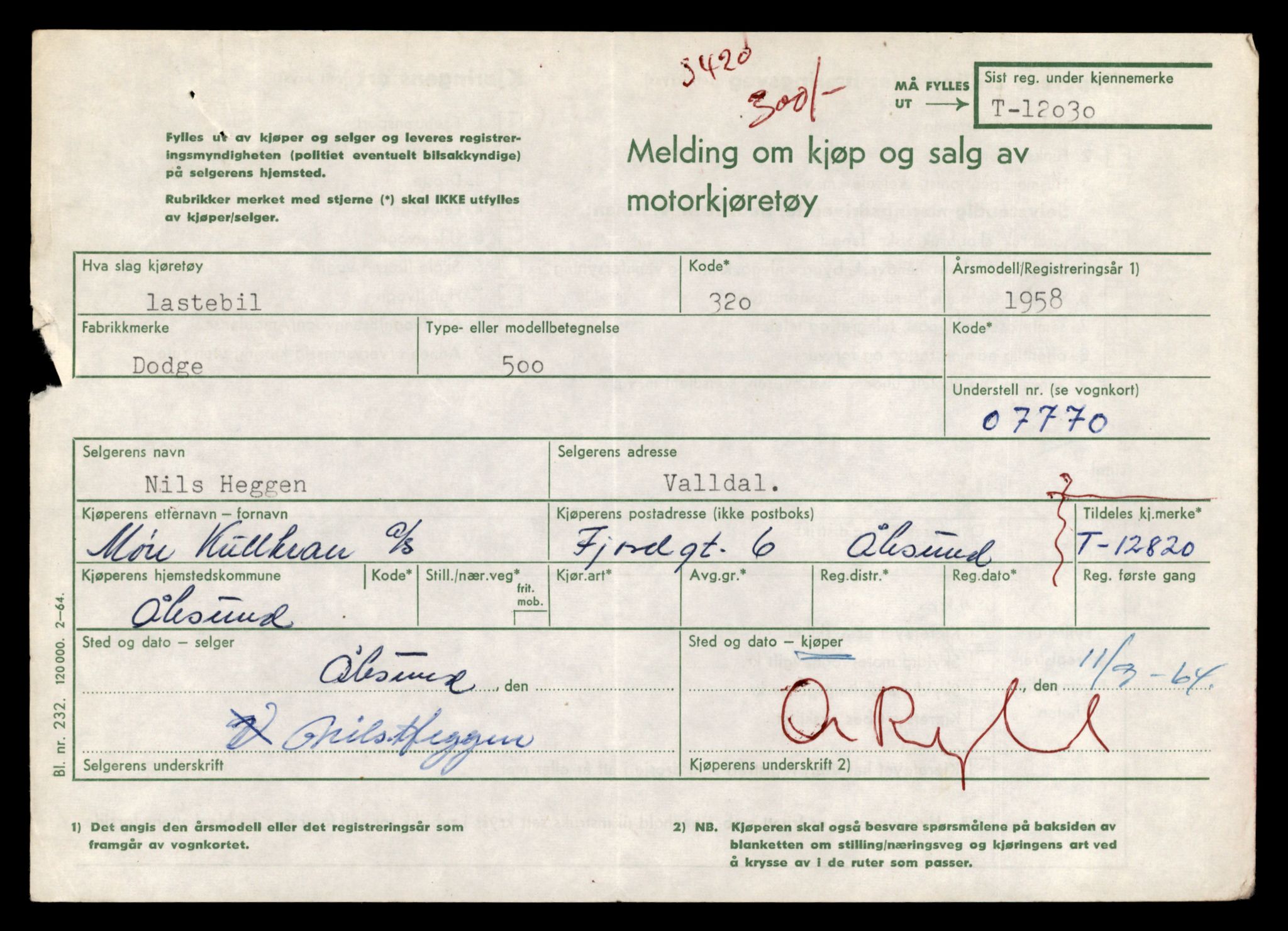 Møre og Romsdal vegkontor - Ålesund trafikkstasjon, SAT/A-4099/F/Fe/L0035: Registreringskort for kjøretøy T 12653 - T 12829, 1927-1998, p. 3266