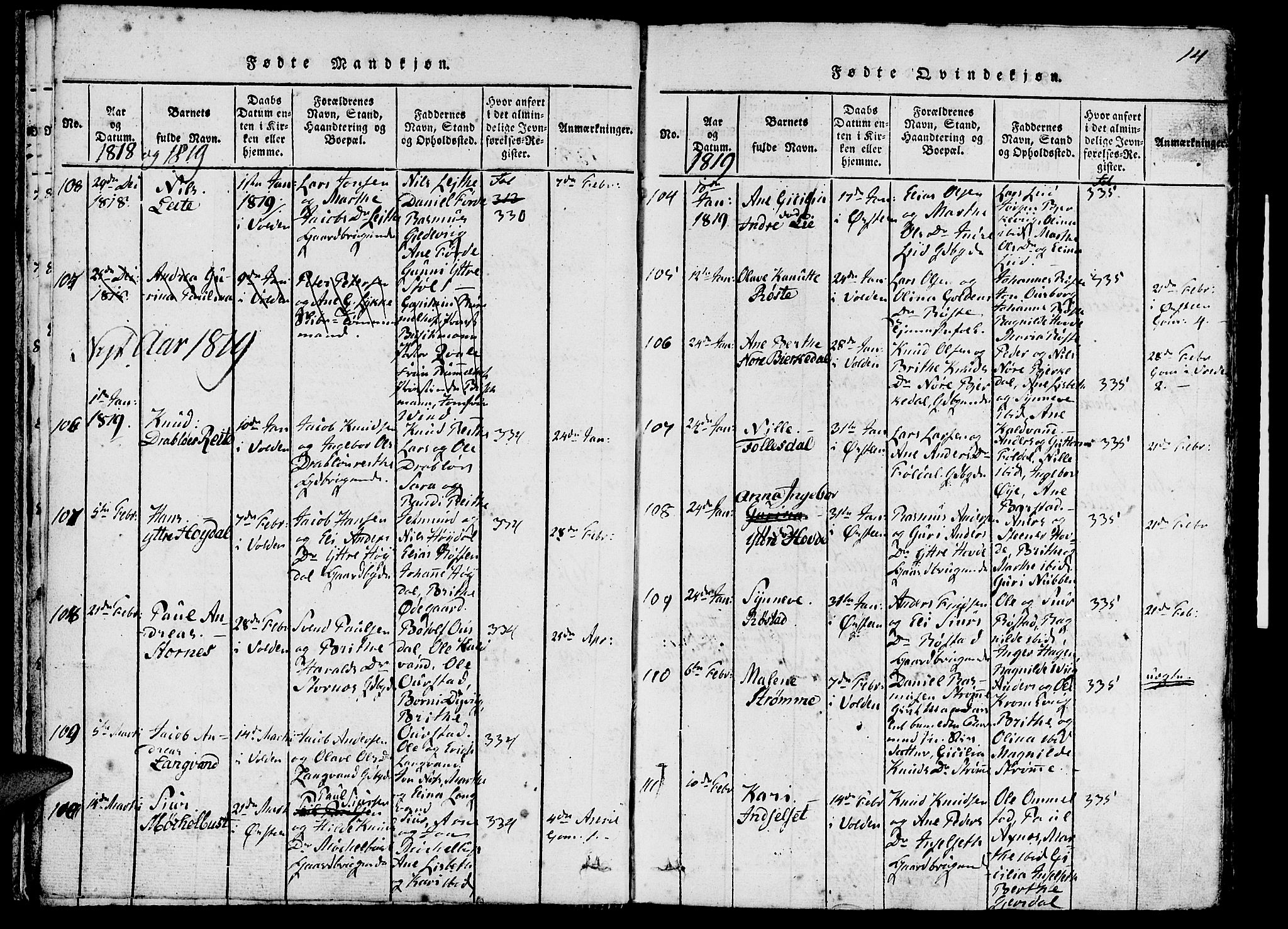 Ministerialprotokoller, klokkerbøker og fødselsregistre - Møre og Romsdal, AV/SAT-A-1454/511/L0138: Parish register (official) no. 511A05, 1817-1832, p. 14