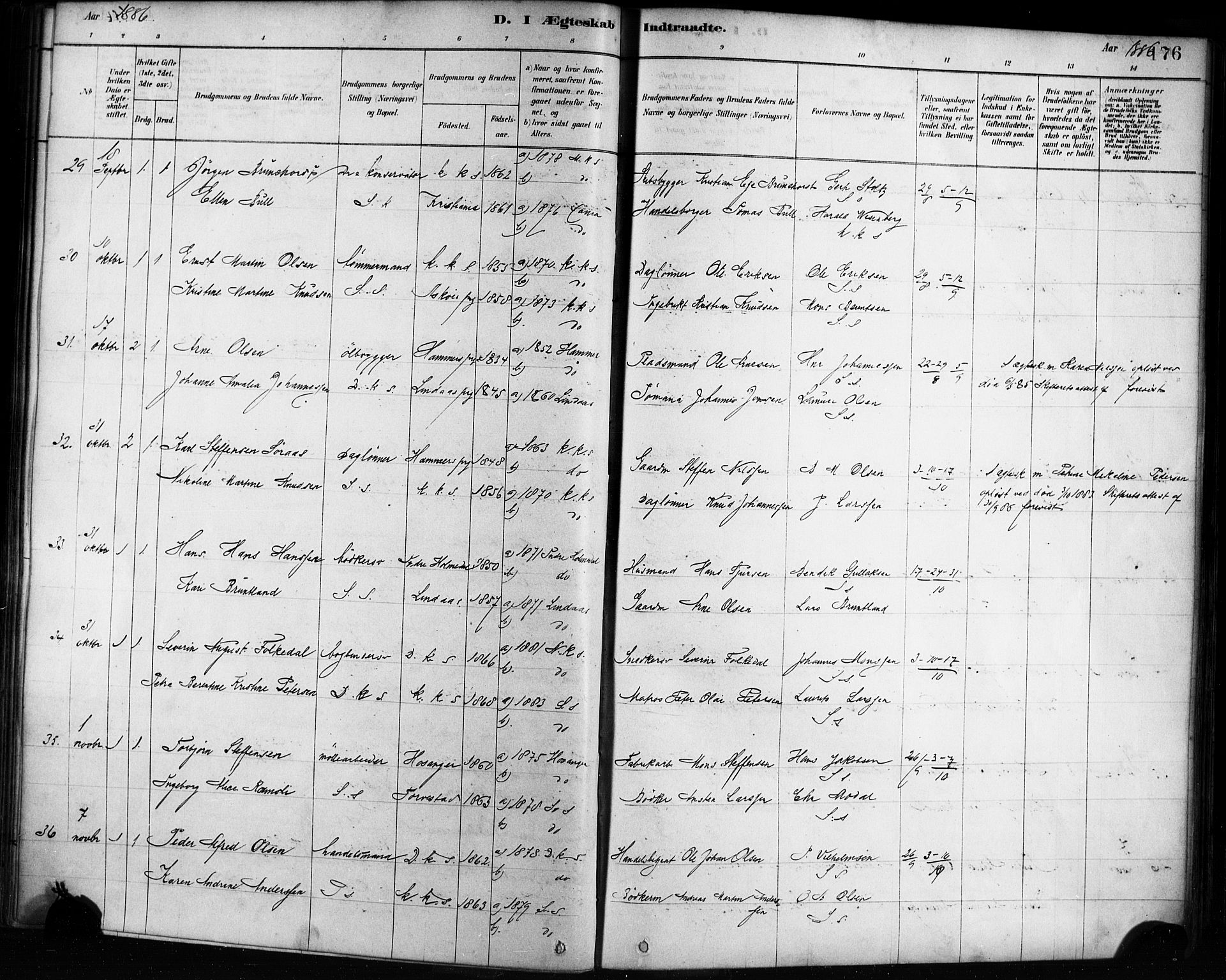 Sandviken Sokneprestembete, AV/SAB-A-77601/H/Ha/L0002: Parish register (official) no. A 2, 1878-1896, p. 176